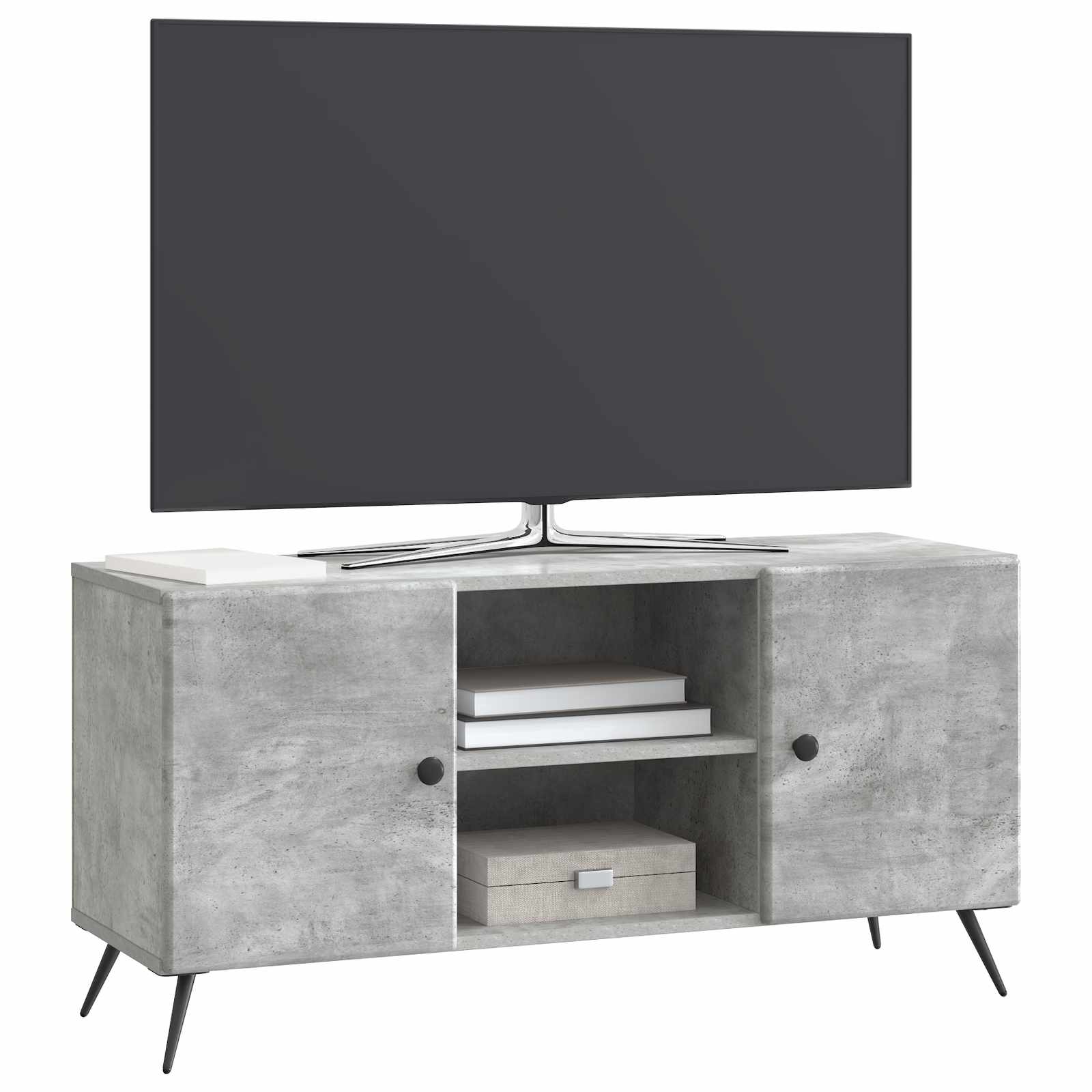 Meuble TV Gris béton 102 x 34,5 x 50 cm Bois d'ingénierie - XIOS