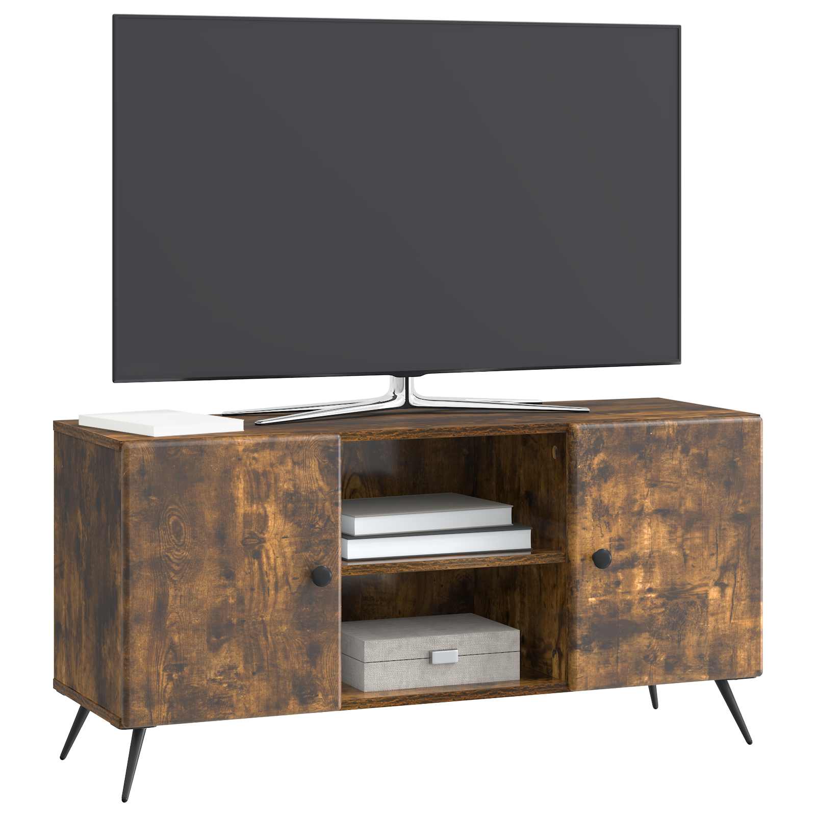 Meuble TV Chêne fumé 102 x 34,5 x 50 cm Bois d'ingénierie - XIOS