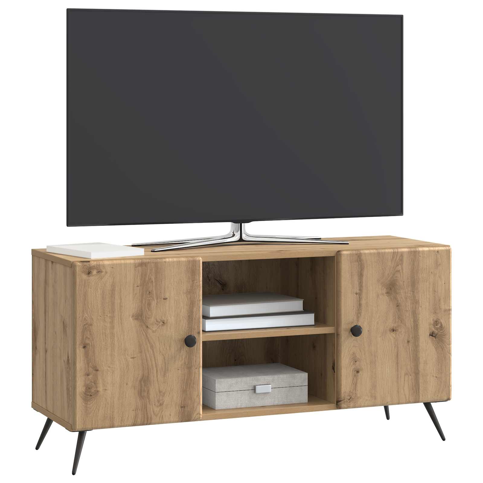 Meuble TV Chêne artisanal 102 x 34,5 x 50 cm Bois d'ingénierie - XIOS