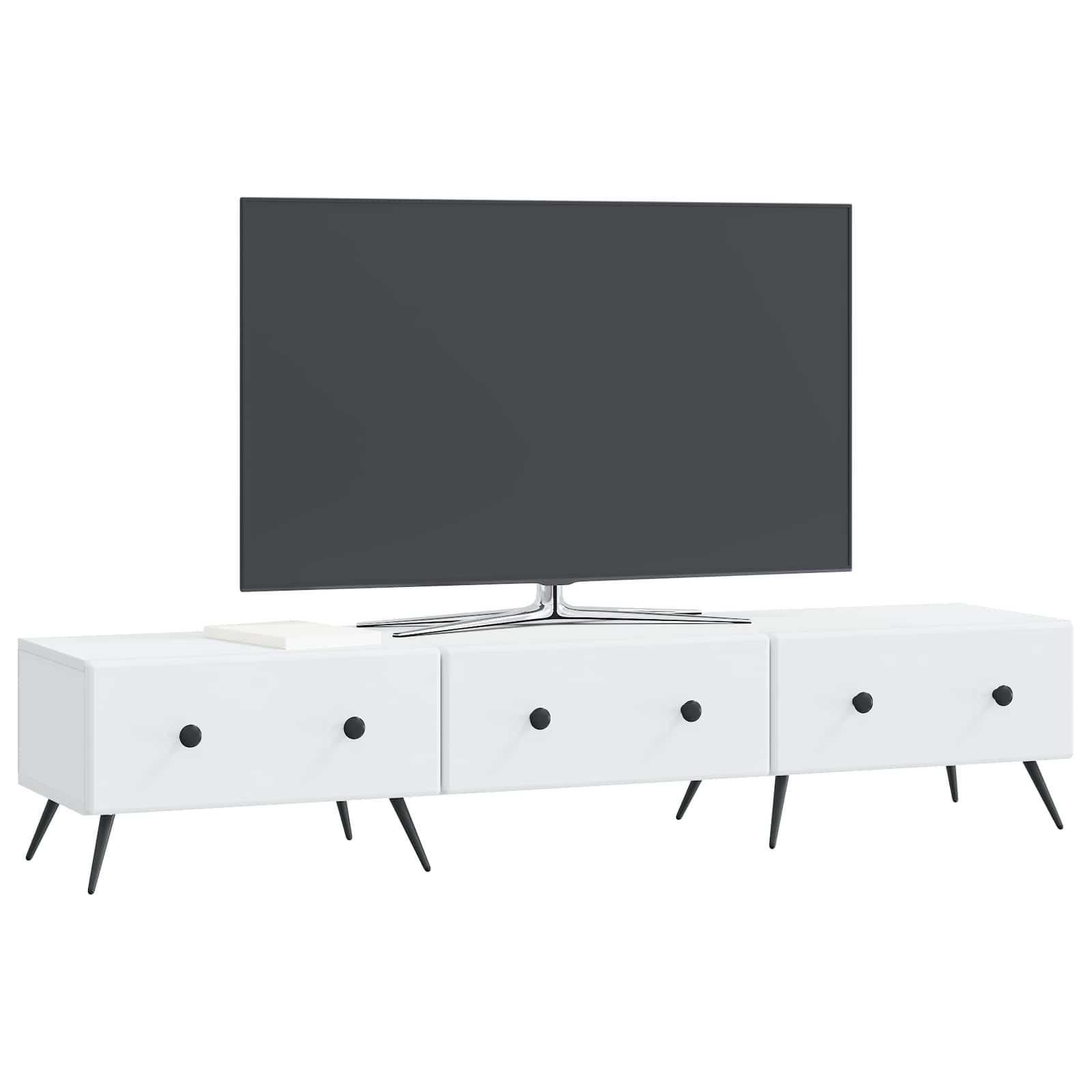 Meuble TV Blanc 147 x 34,5 x 30 cm Bois d'ingénierie - XIOS