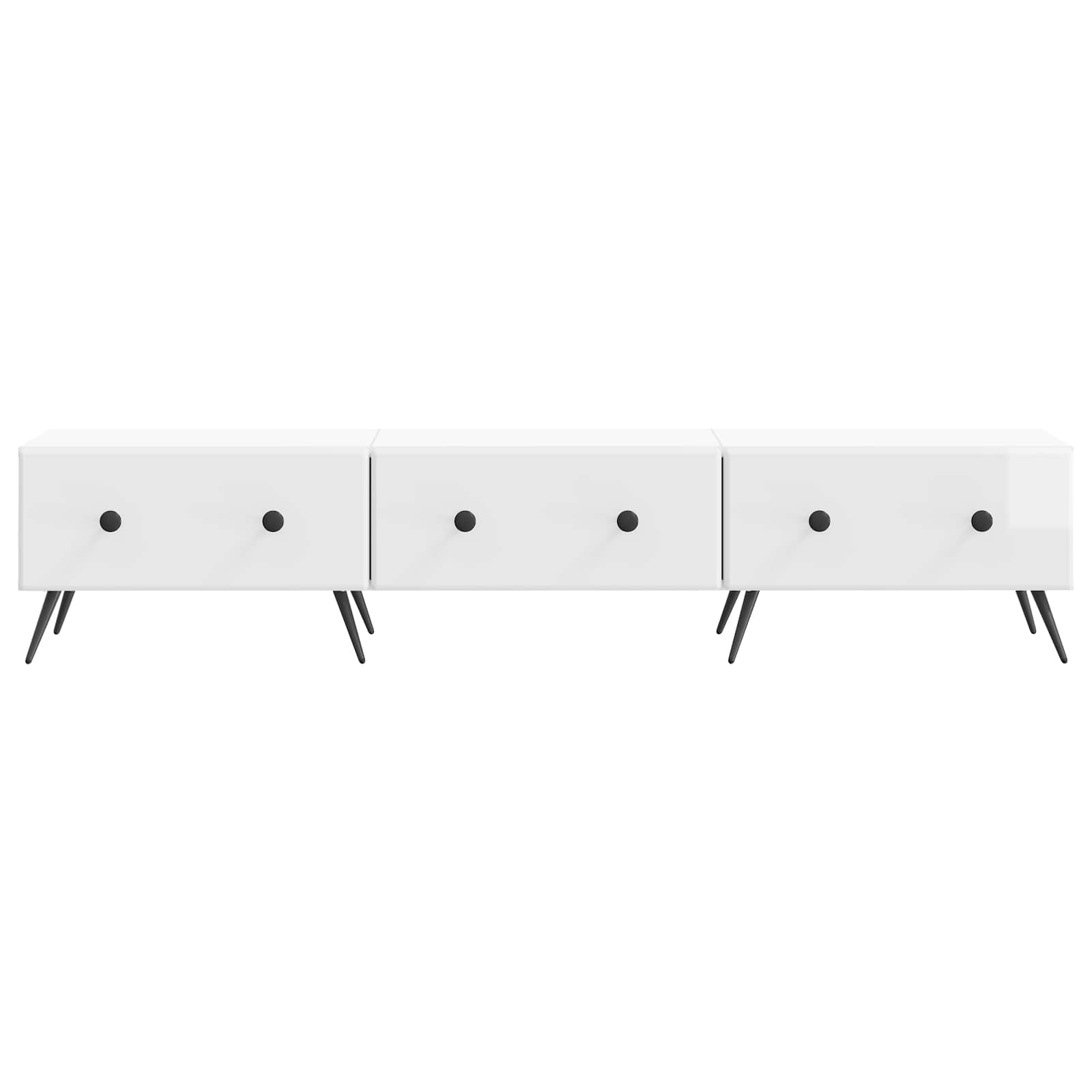 Meuble TV Blanc brillant 147 x 34,5 x 30 cm Bois d'ingénierie - XIOS