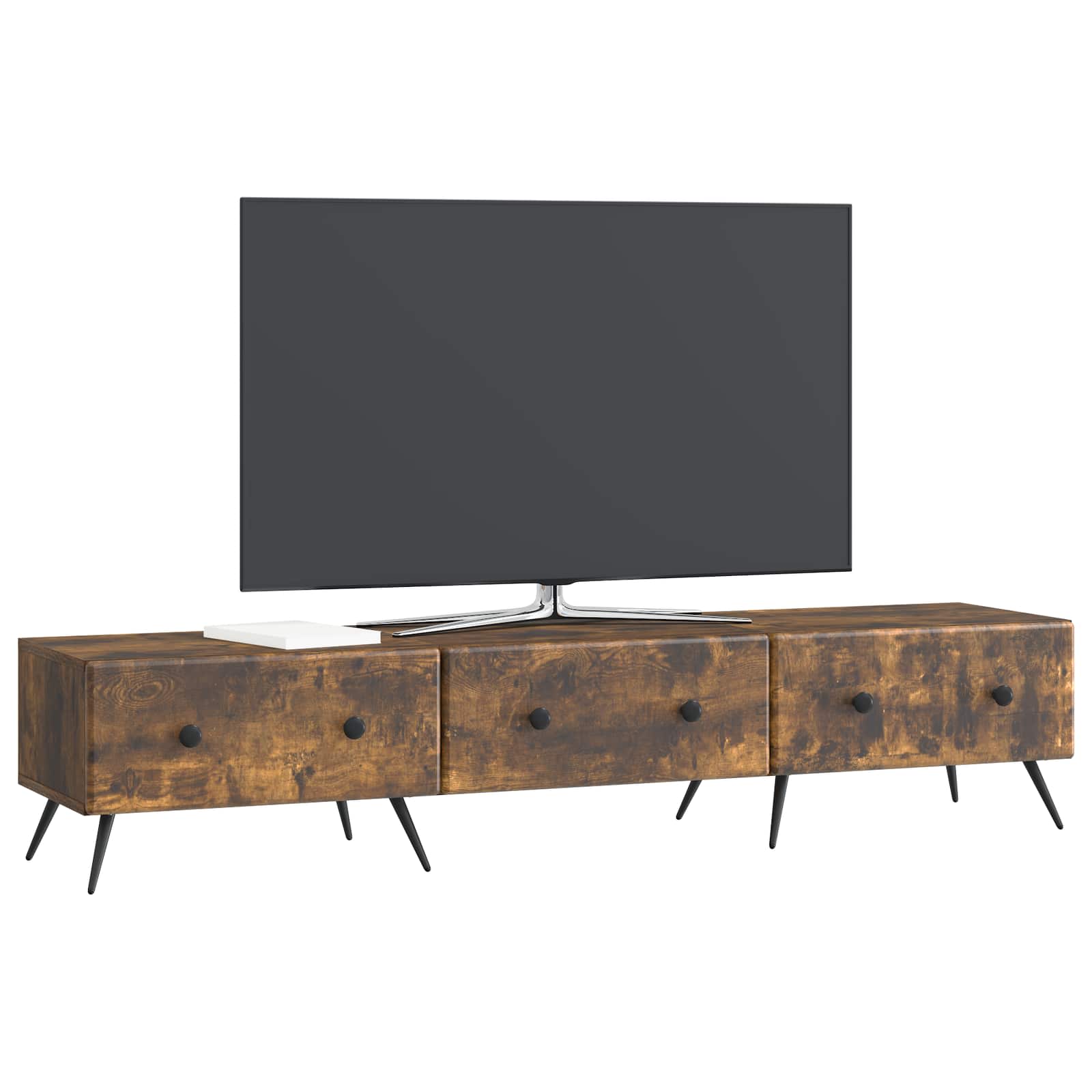 Meuble TV Chêne fumé 147 x 34,5 x 30 cm Bois d'ingénierie - XIOS