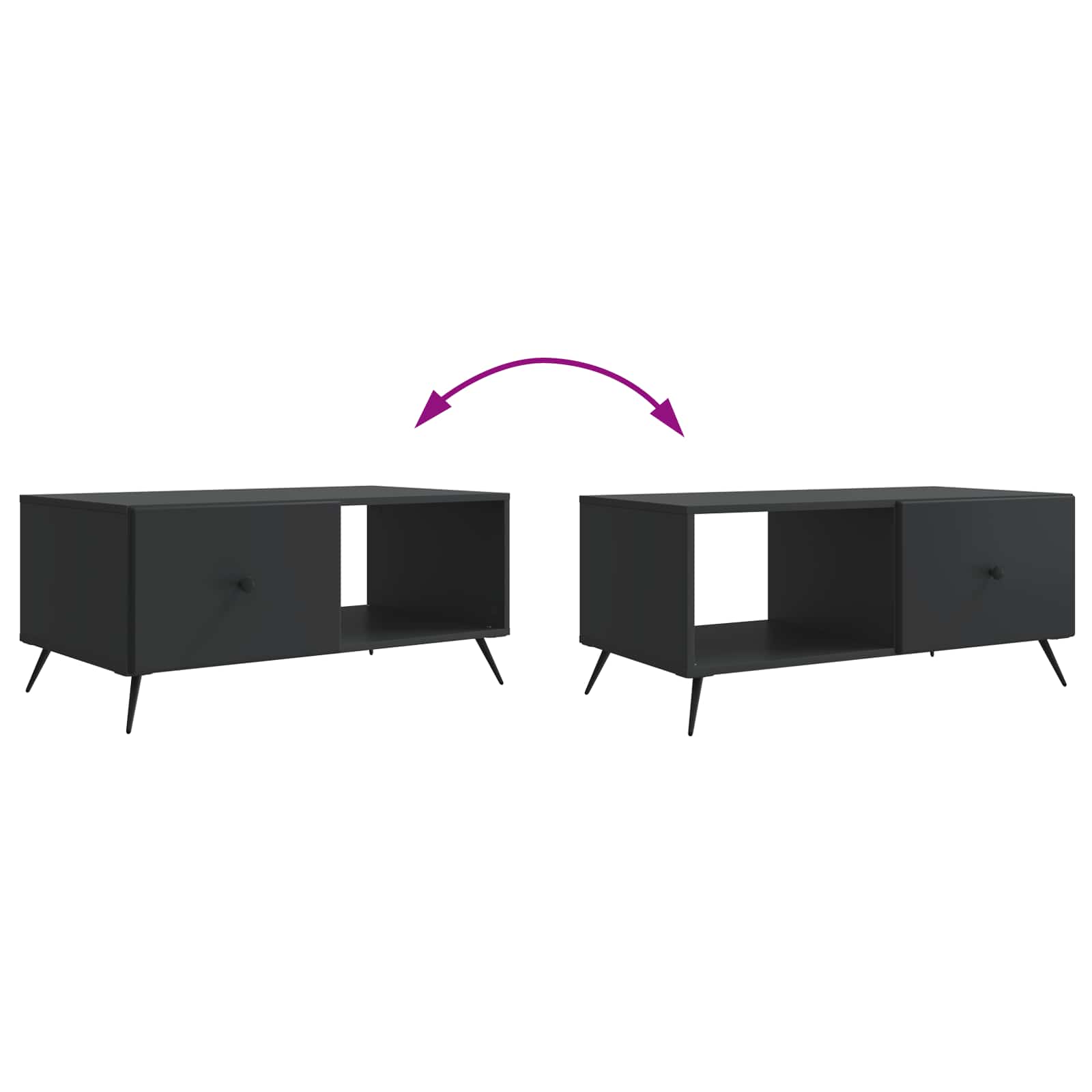Table basse Noir 90 x 50 x 40 cm Bois d'ingénierie - XIOS