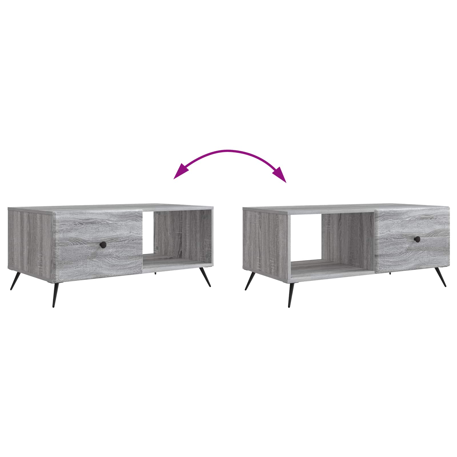 Table basse Sonoma gris 90 x 50 x 40 cm Bois d'ingénierie - XIOS