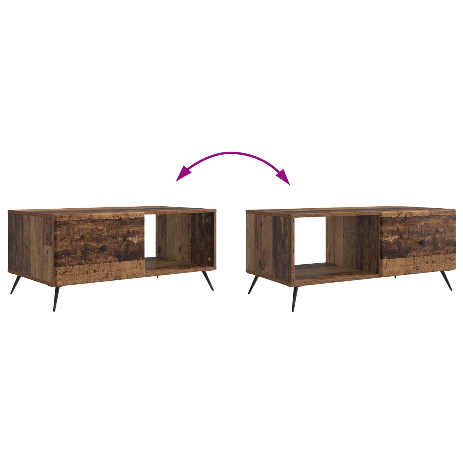 Table basse Bois ancien 90 x 50 x 40 cm Bois d'ingénierie - XIOS