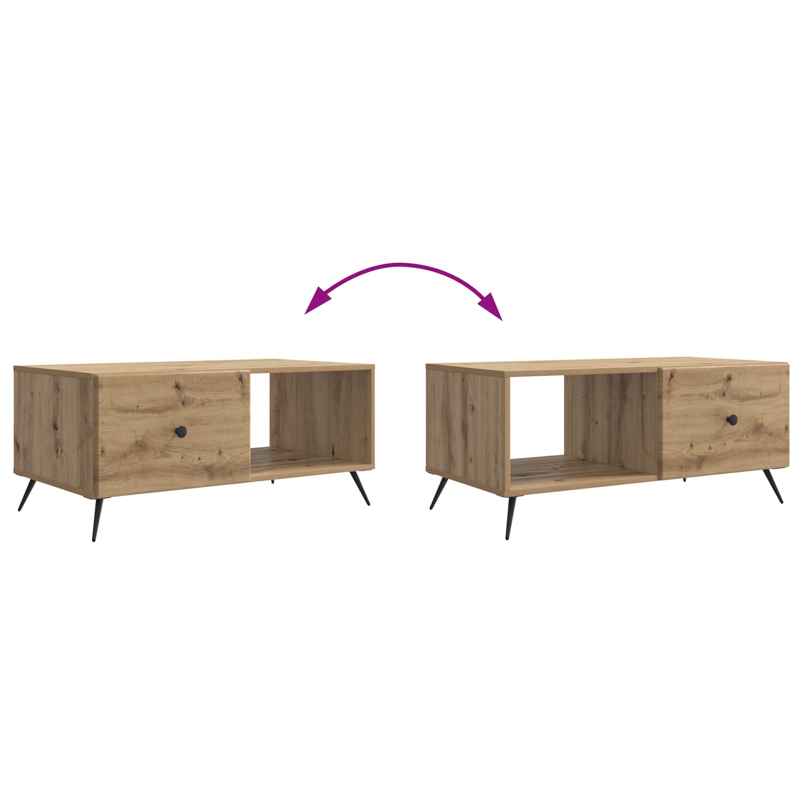 Table basse Chêne artisanal 90 x 50 x 40 cm Bois d'ingénierie - XIOS