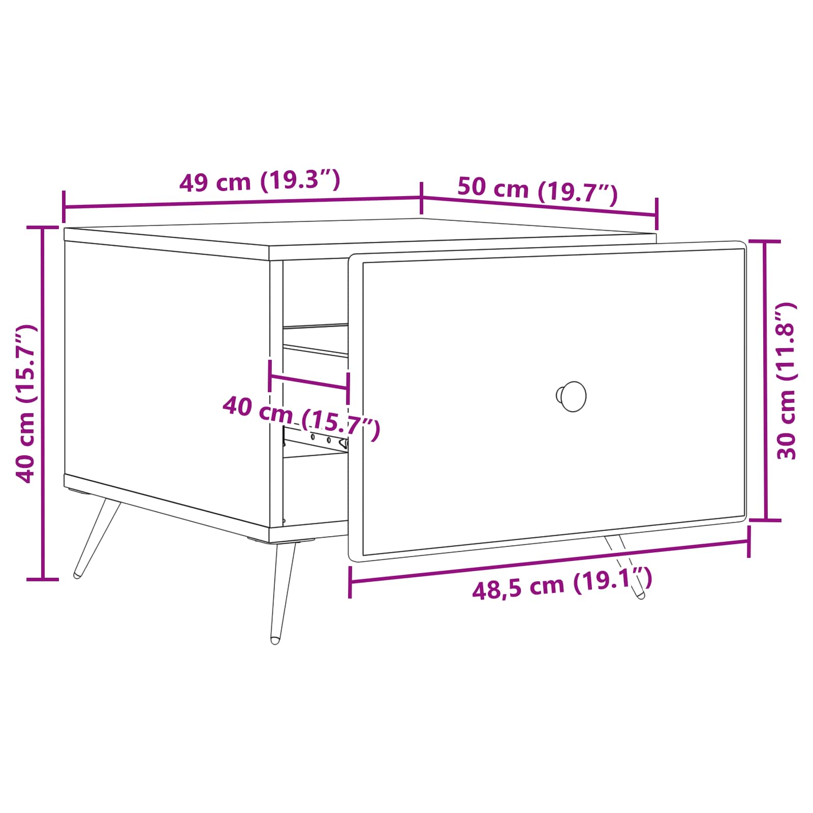 Table basse Blanc brillant 49 x 50 x 40 cm Bois d'ingénierie - XIOS