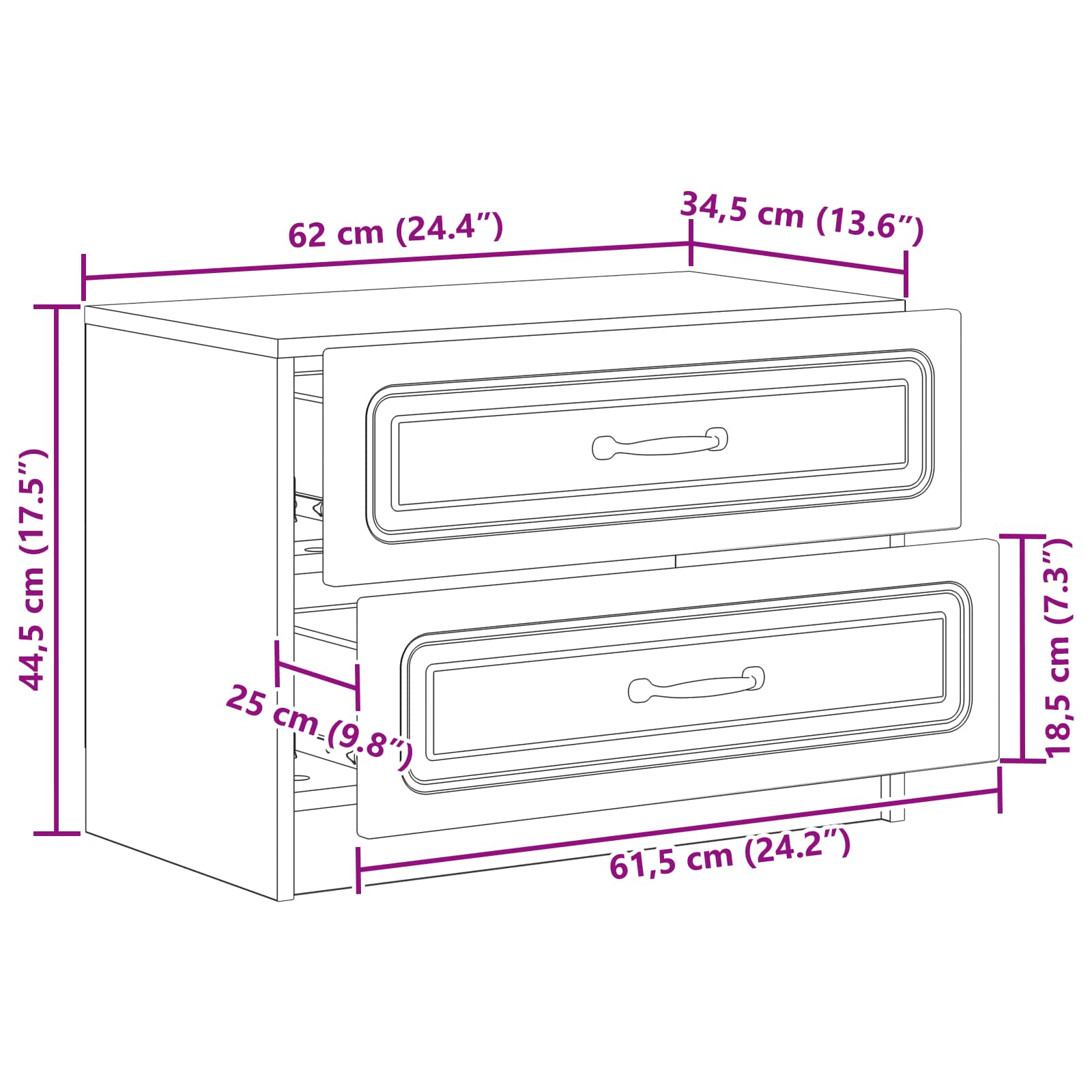 Cabinet de chevet Blanc 62 x 34,5 x 44,5 cm Bois d'ingénierie - XIOS