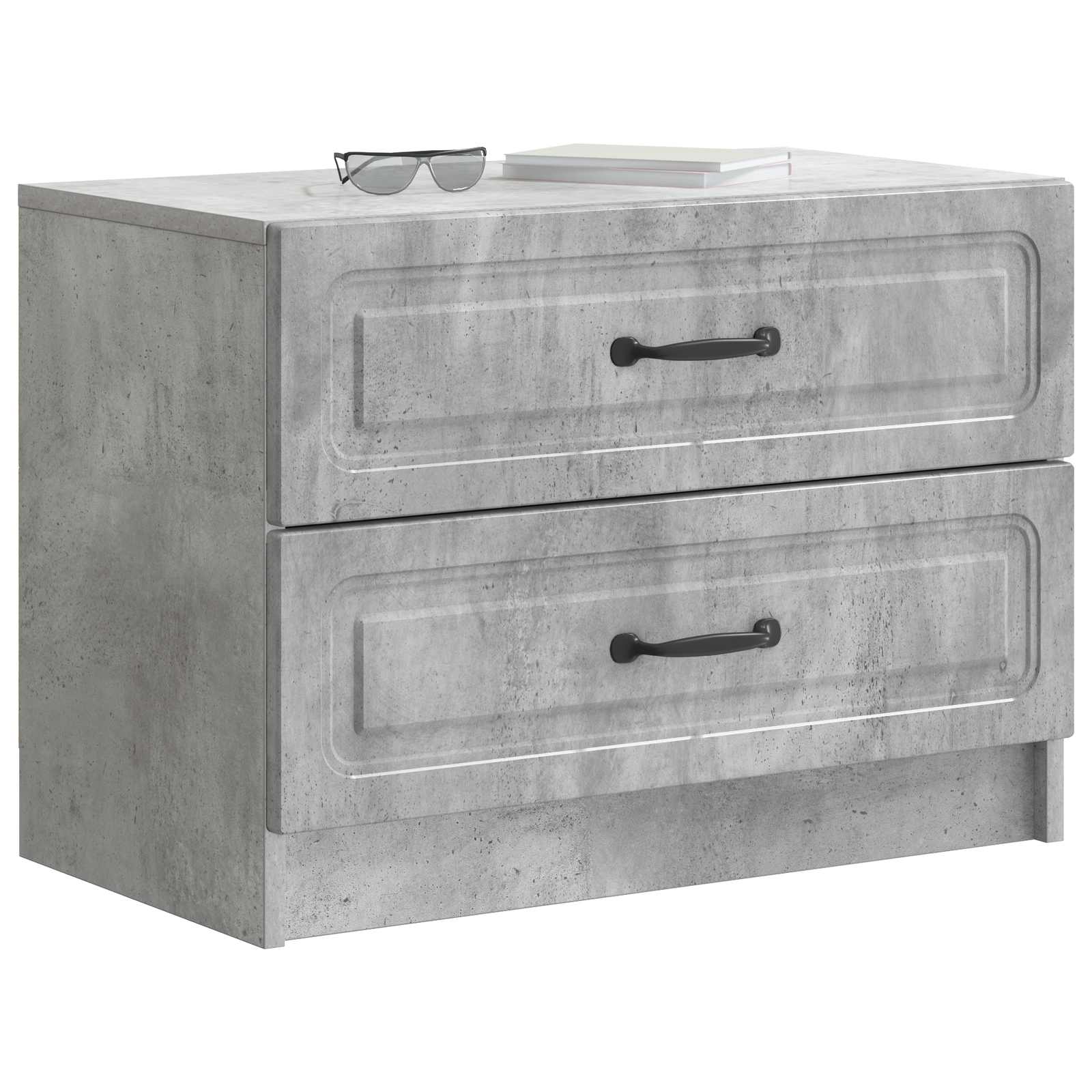Cabinet de chevet avec tiroir Gris béton 62 x 34,5 x 44,5 cm - XIOS