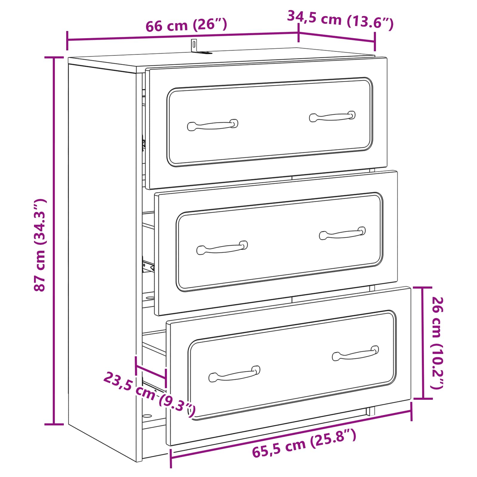 Armoire à tiroirs Sonoma gris 66 x 34,5 x 87 cm - XIOS