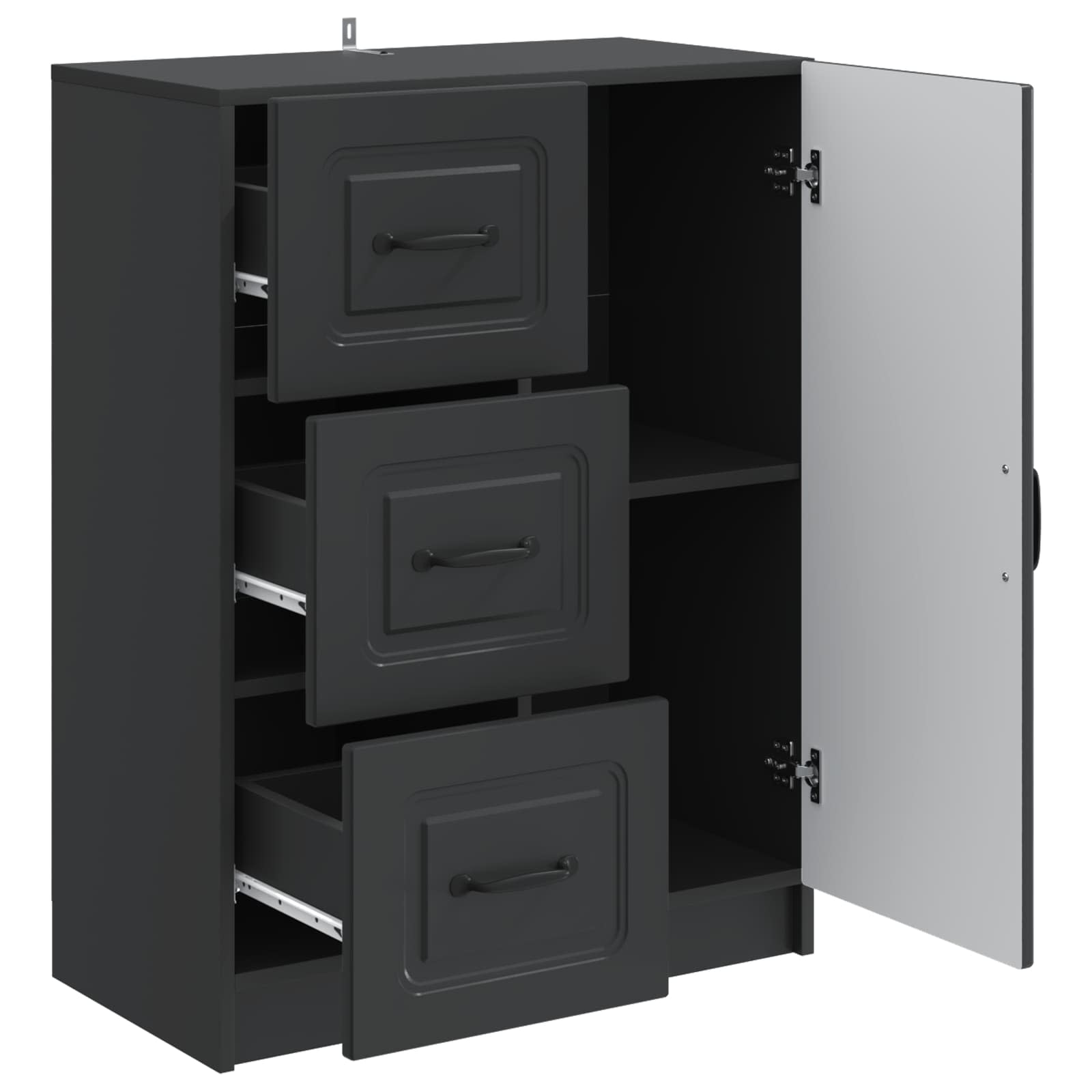 Buffet avec tiroir Noir 66 x 34,5 x 87 cm Bois d'ingénierie - XIOS