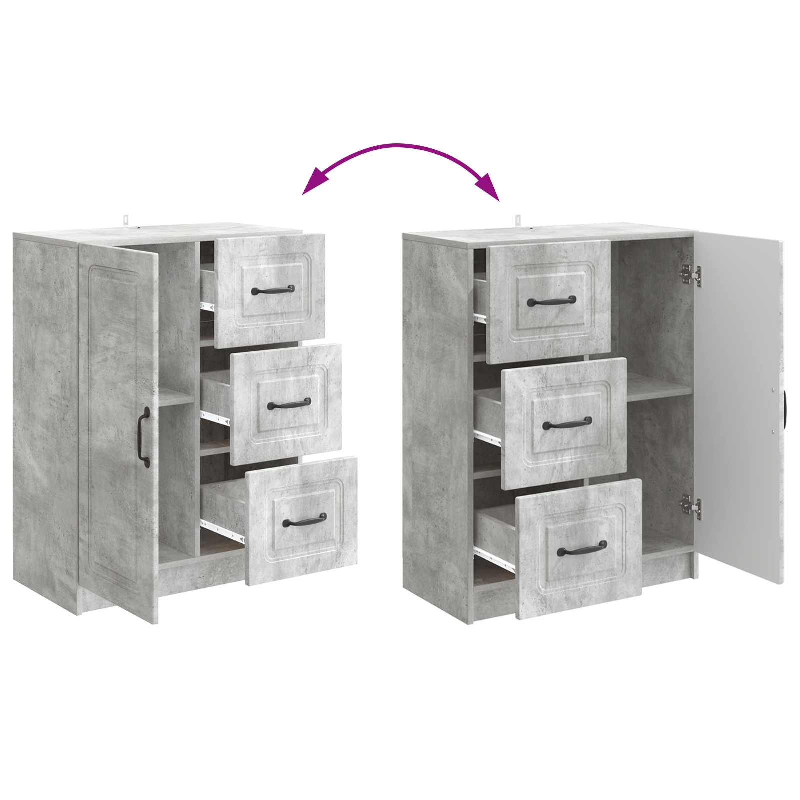 Buffet Gris béton 66 x 34,5 x 87 cm Bois d'ingénierie - XIOS