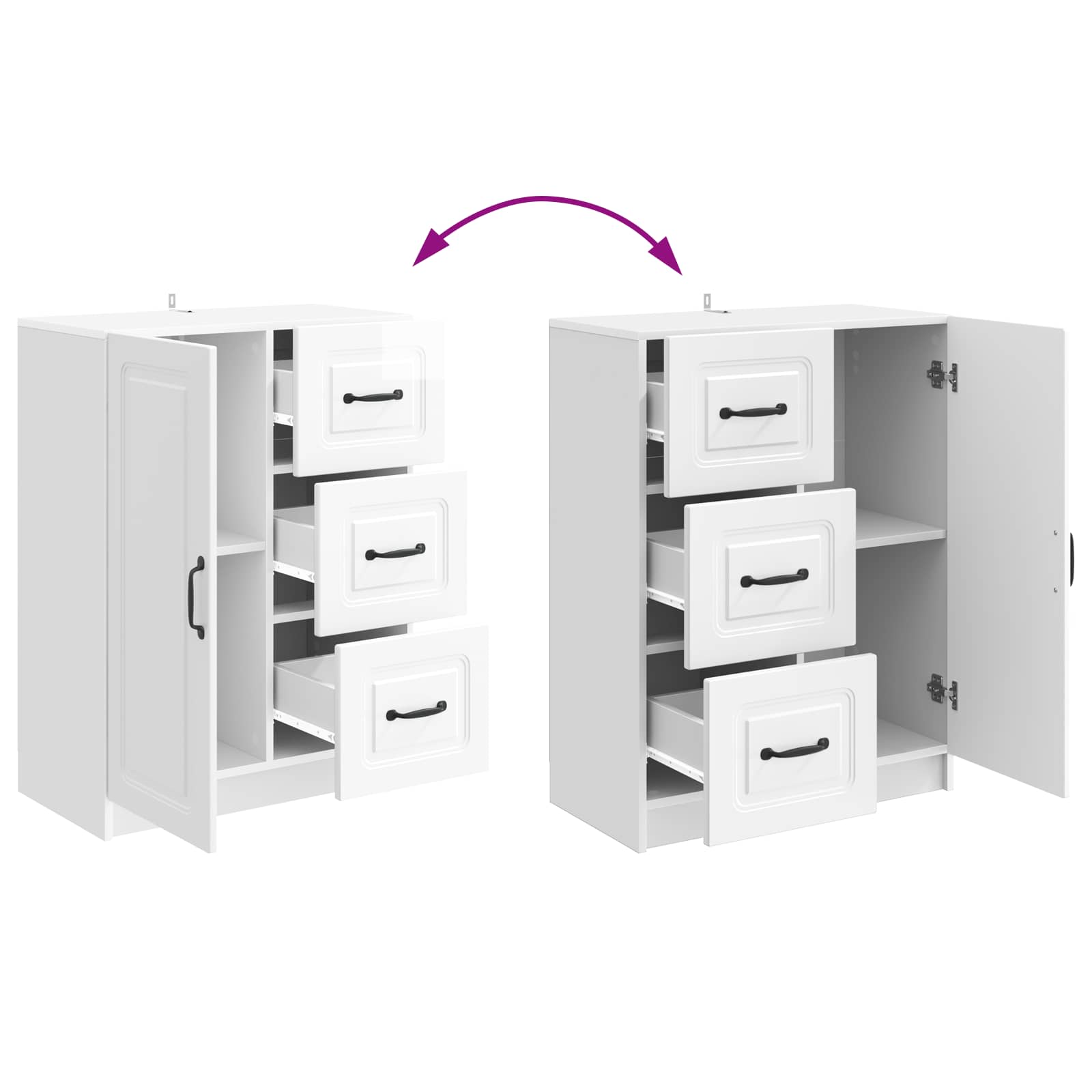 Buffet Blanc brillant 66 x 34,5 x 87 cm Bois d'ingénierie - XIOS