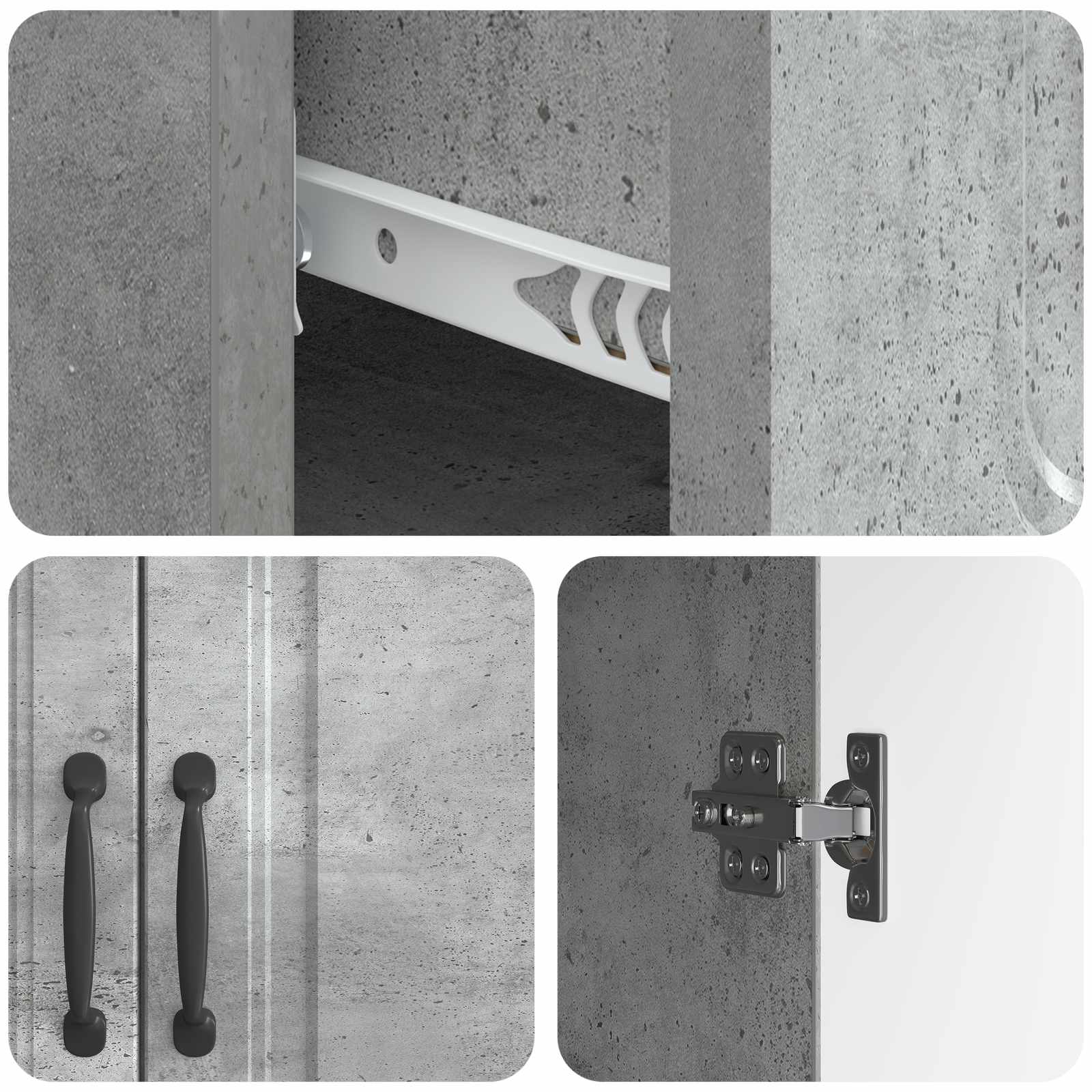 Buffet Gris béton 66 x 34,5 x 87 cm Bois d'ingénierie - XIOS
