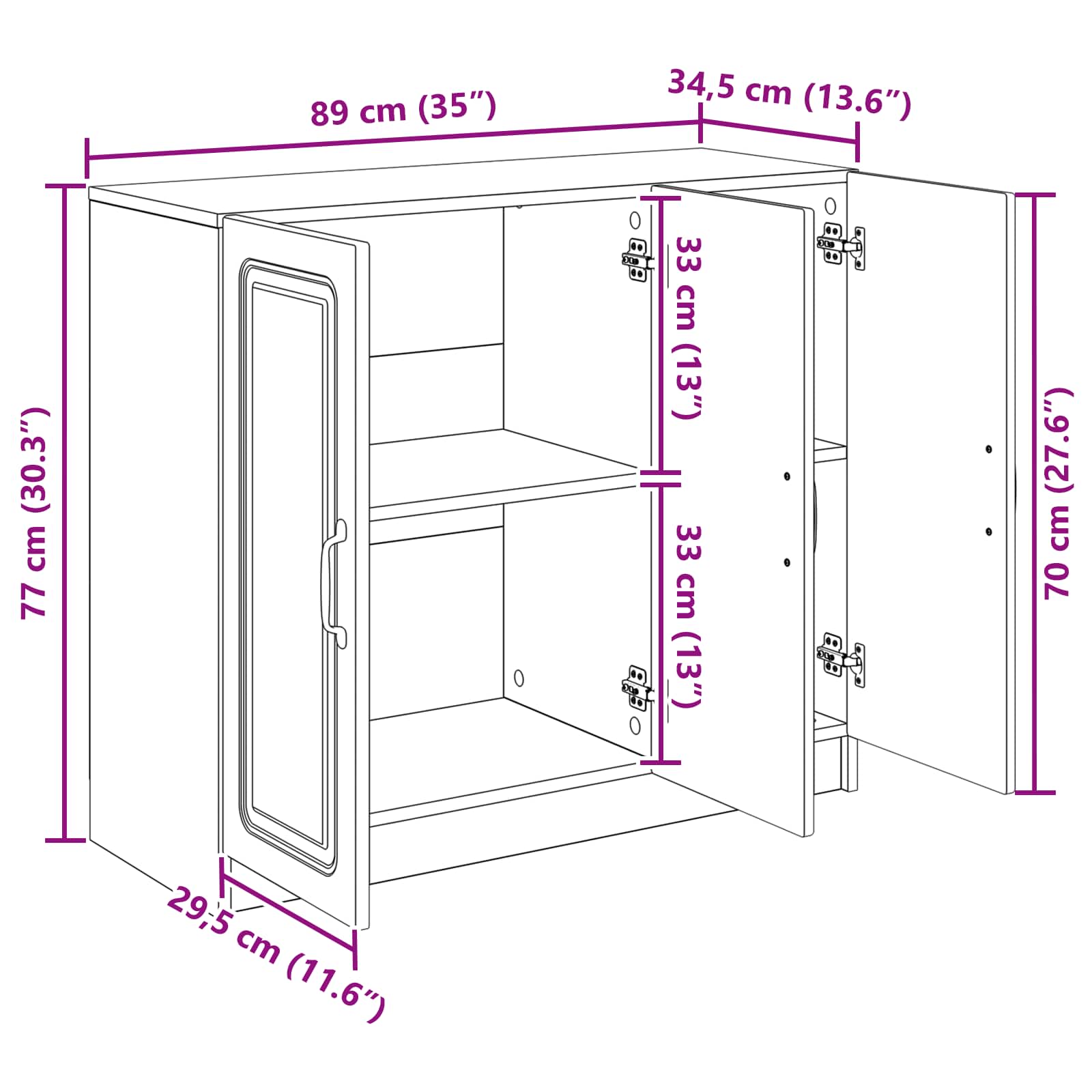 Buffet Blanc 89 x 34,5 x 77 cm Bois d'ingénierie - XIOS