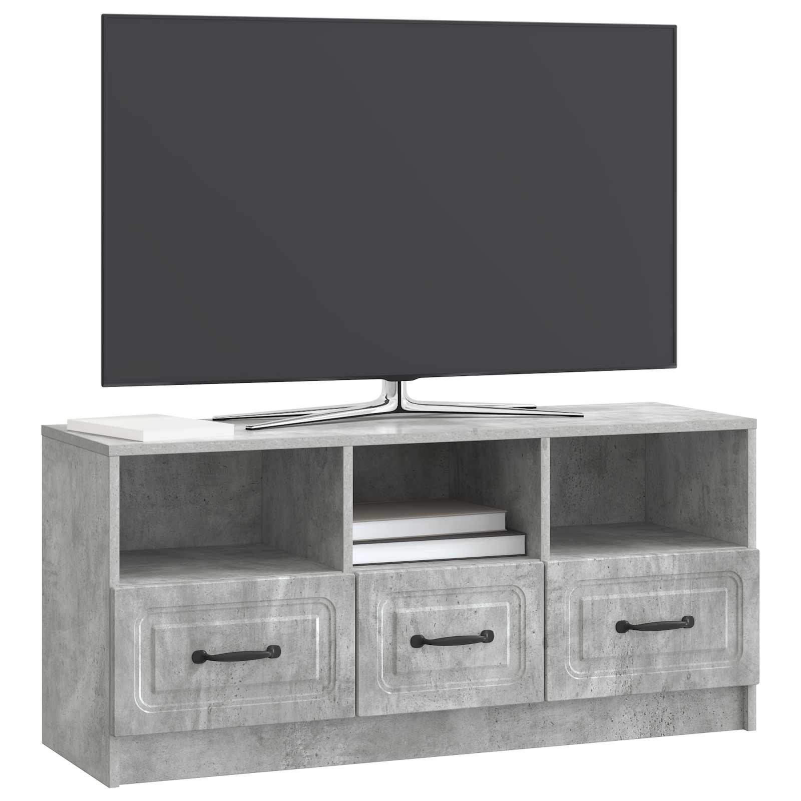 Meuble TV Gris béton 102 x 34,5 x 47 cm Bois d'ingénierie - XIOS