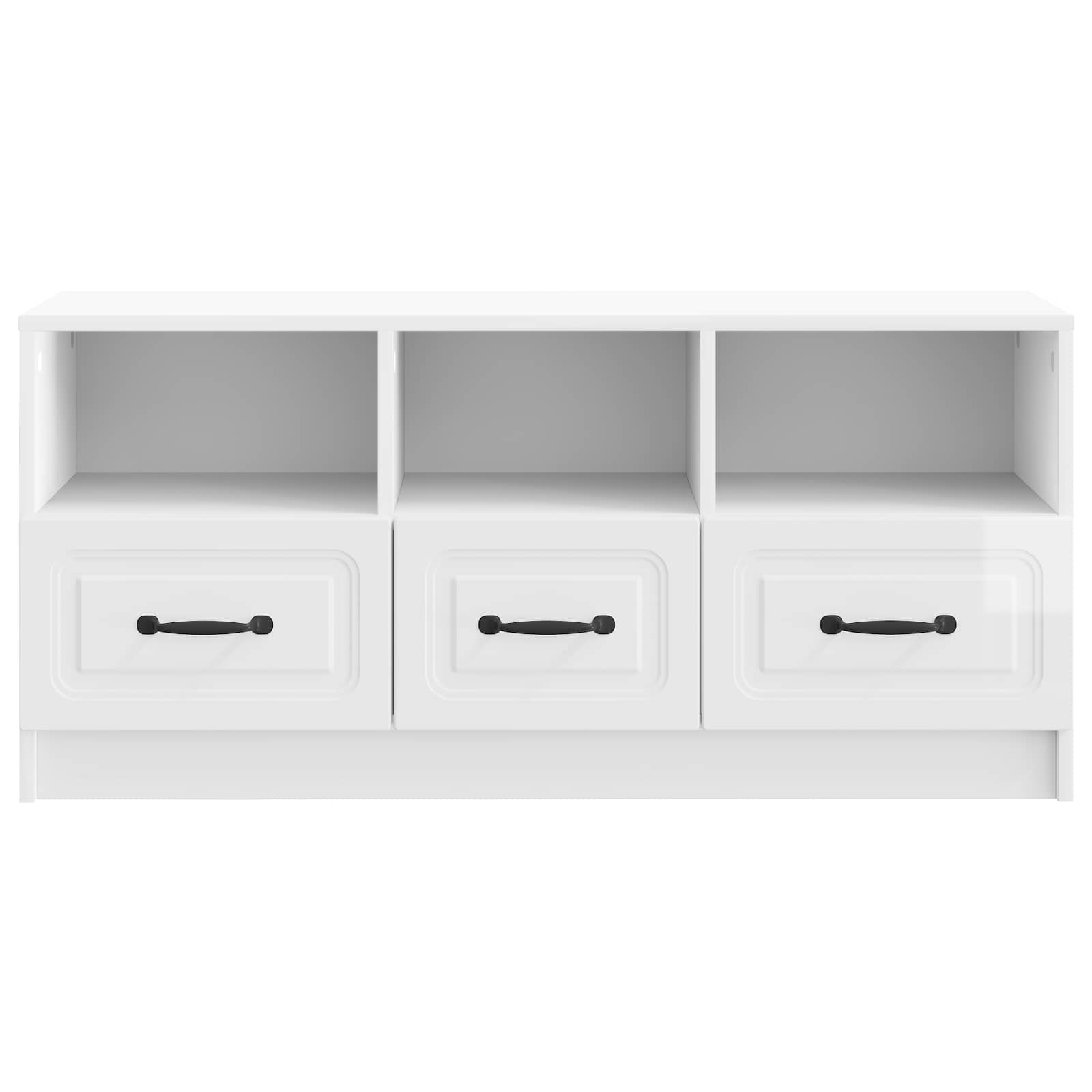 Meuble TV Blanc brillant 102 x 34,5 x 47 cm Bois d'ingénierie - XIOS