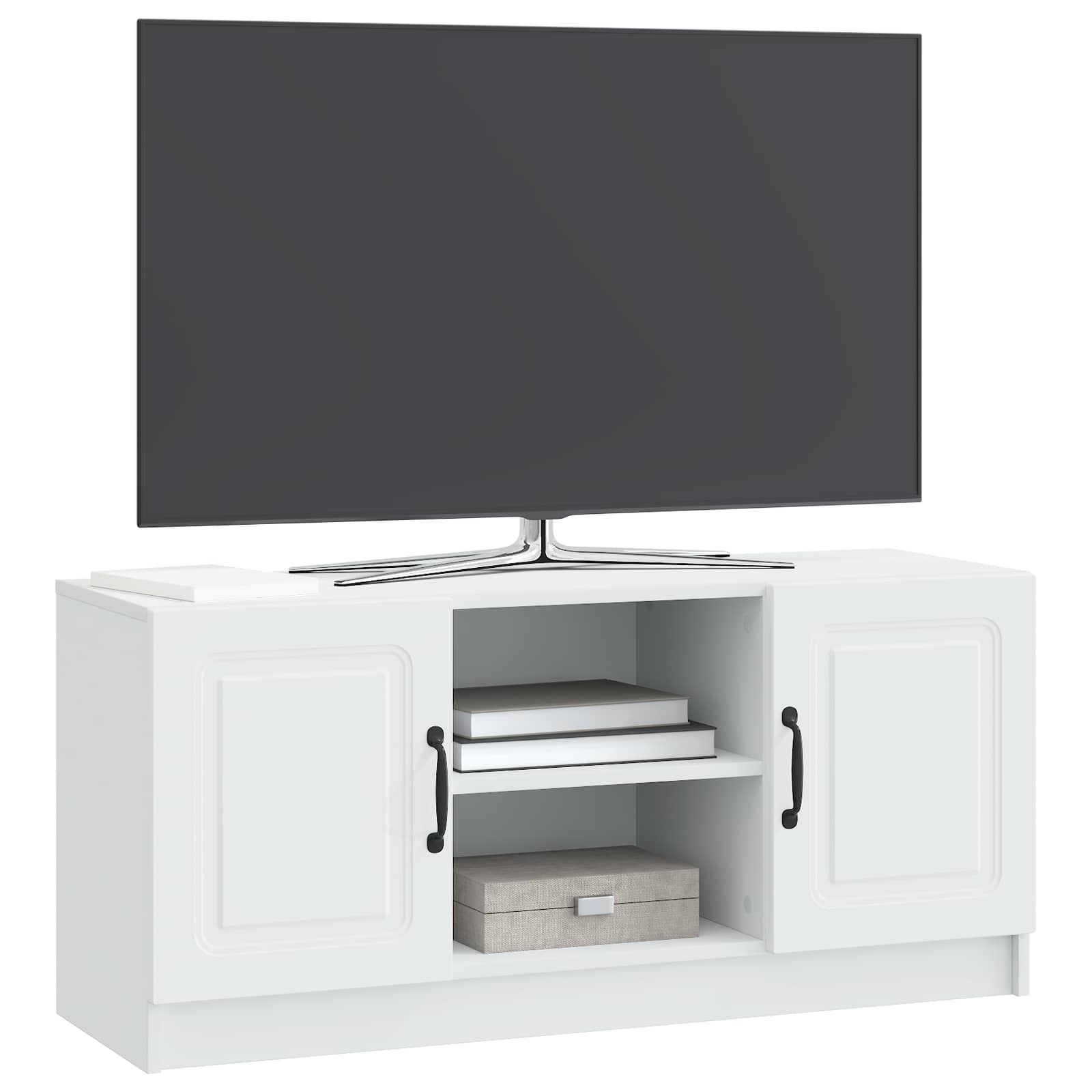 Meuble TV Blanc 102 x 34,5 x 47 cm Bois d'ingénierie - XIOS