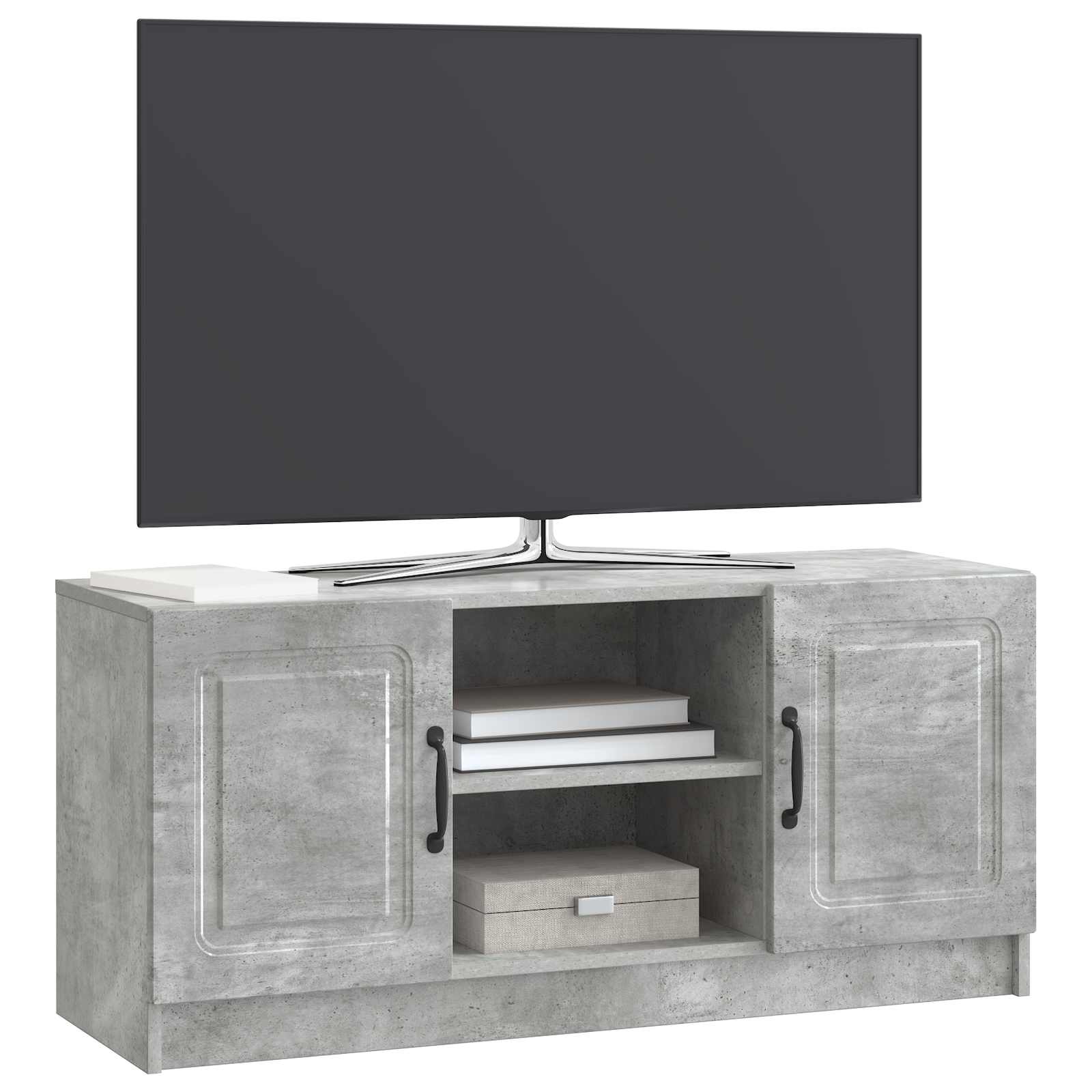Meuble TV Gris béton 102 x 34,5 x 47 cm Bois d'ingénierie - XIOS