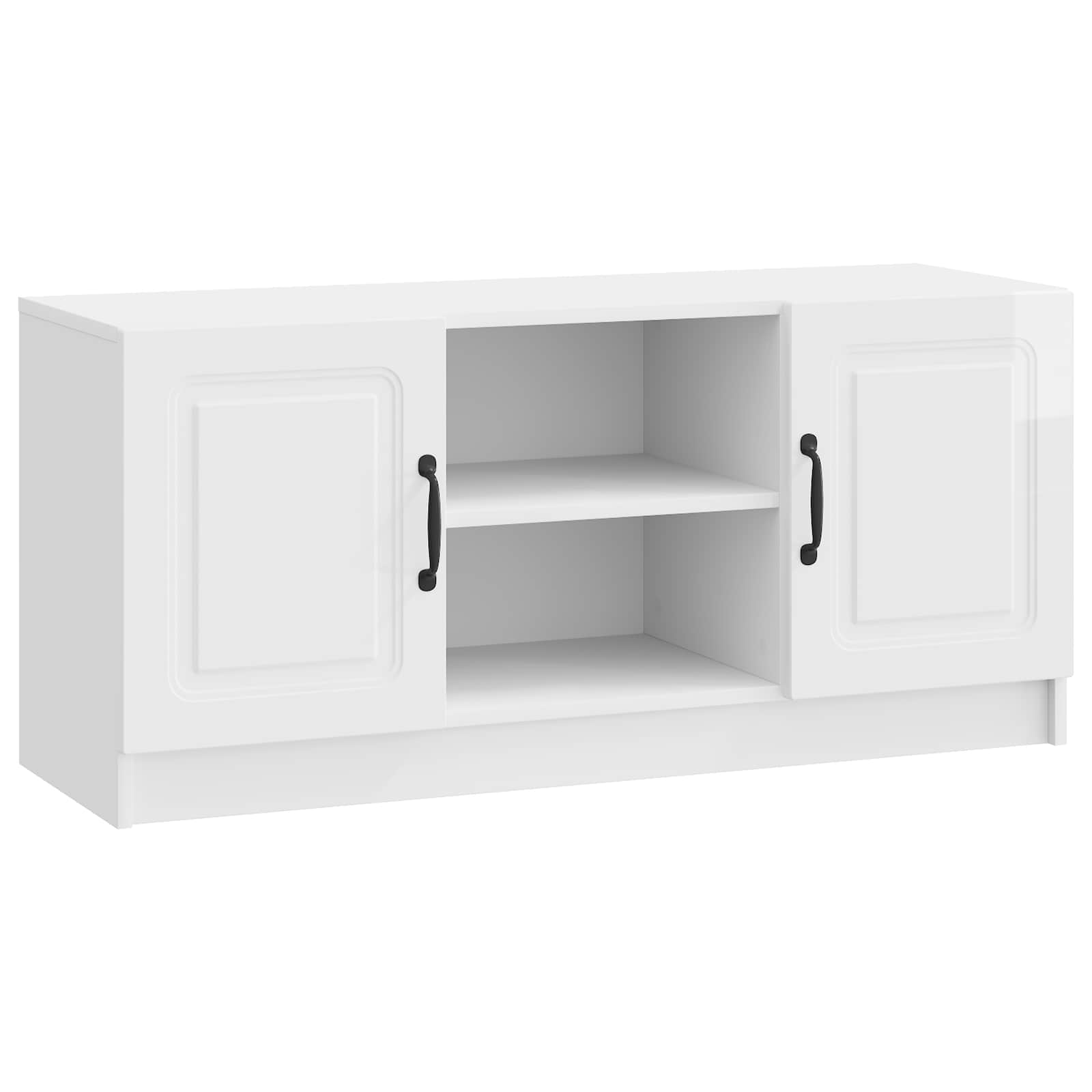 Meuble TV Blanc brillant 102 x 34,5 x 47 cm Bois d'ingénierie - XIOS