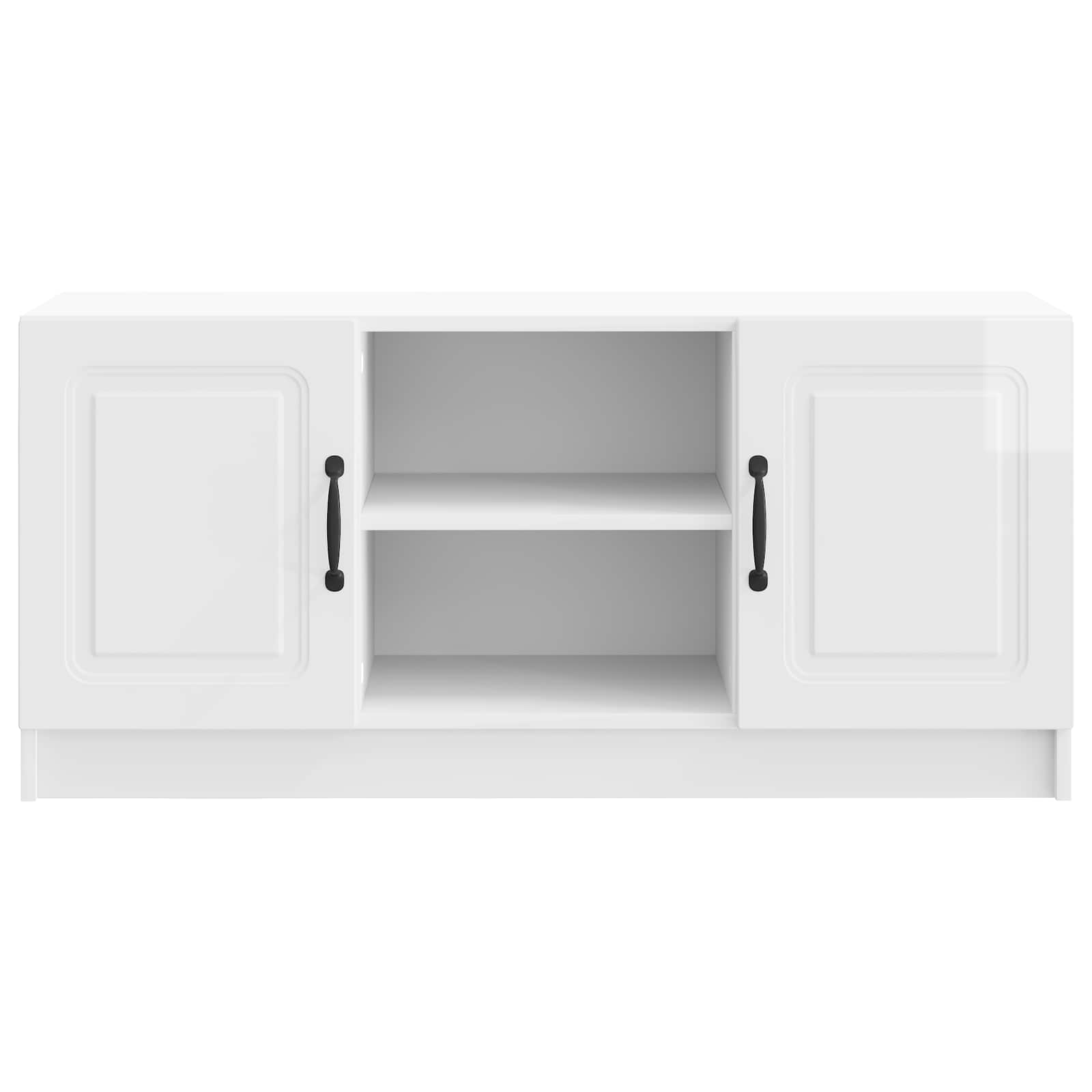 Meuble TV Blanc brillant 102 x 34,5 x 47 cm Bois d'ingénierie - XIOS
