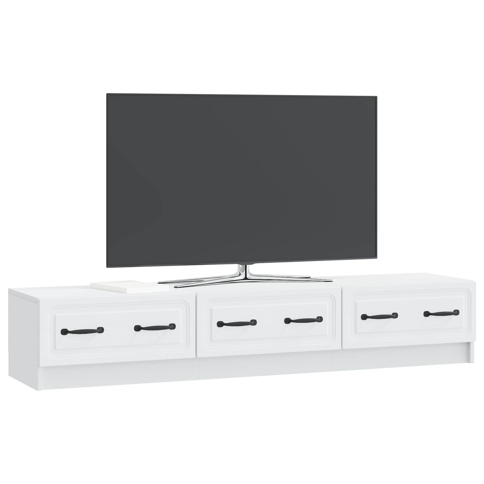 Meuble TV Blanc 147 x 34,5 x 27 cm Bois d'ingénierie - XIOS