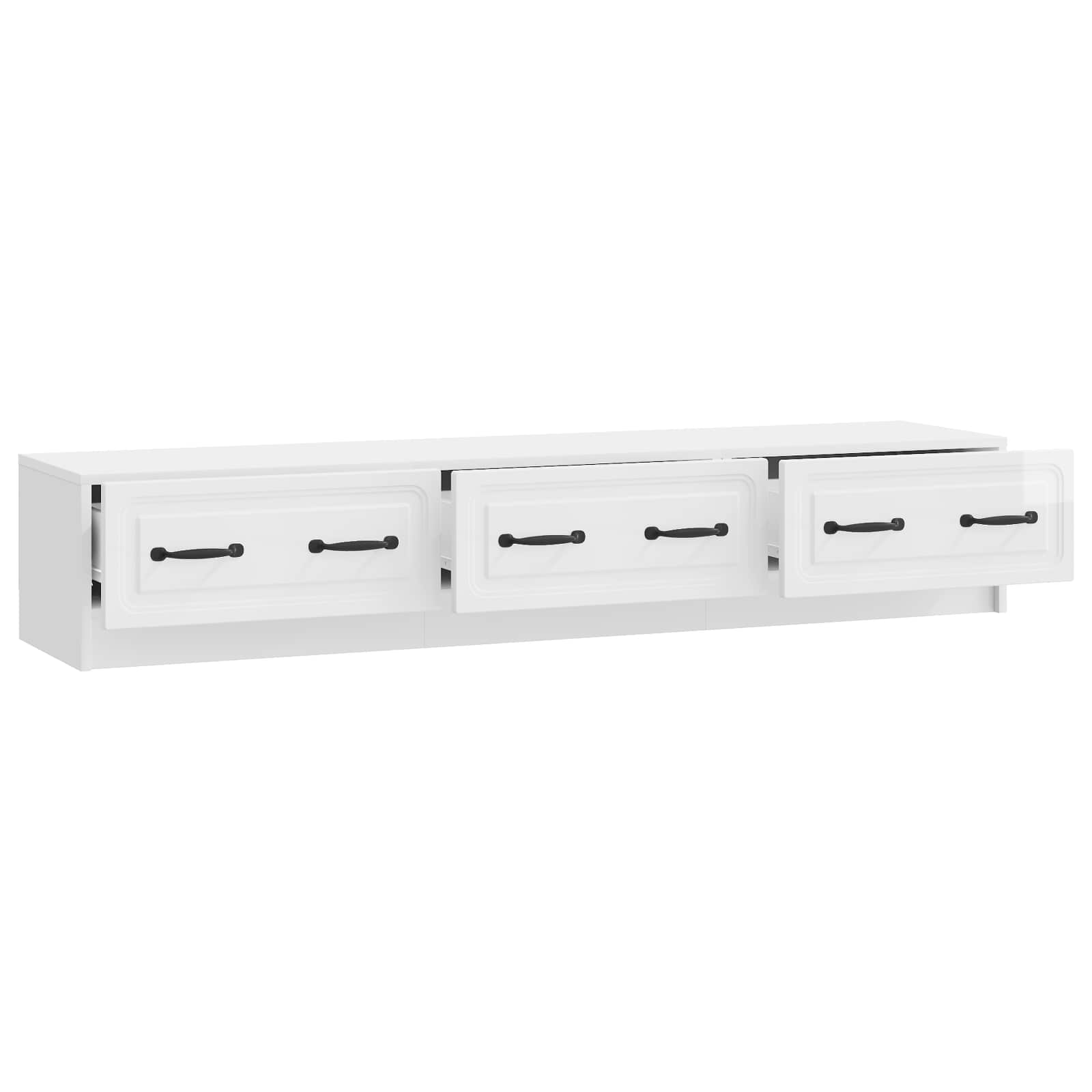 Meuble TV Blanc brillant 147 x 34,5 x 27 cm Bois d'ingénierie - XIOS