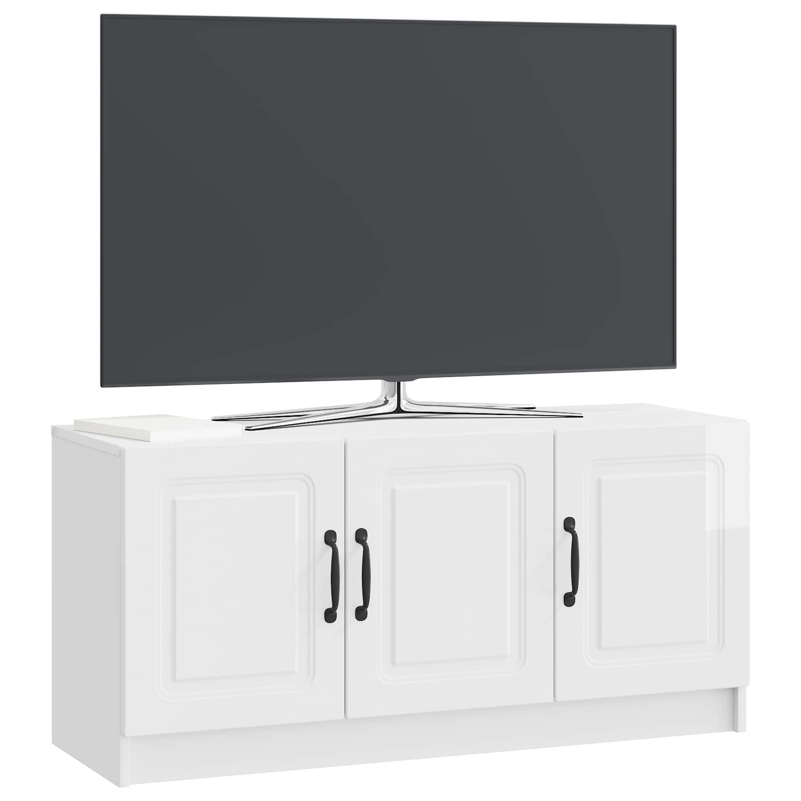 Meuble TV Blanc brillant 99 x 34,5 x 47 cm Bois d'ingénierie - XIOS