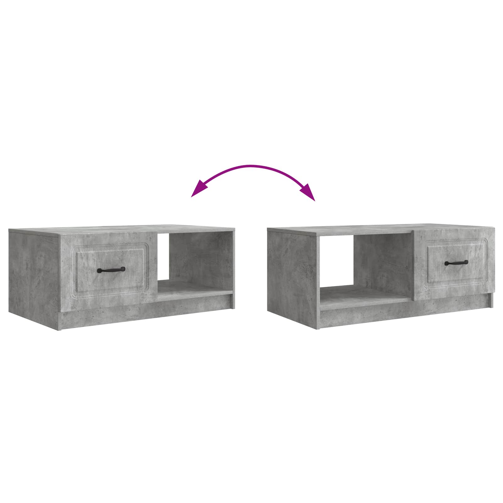 Table basse Gris béton 90 x 50 x 37 cm Bois d'ingénierie - XIOS