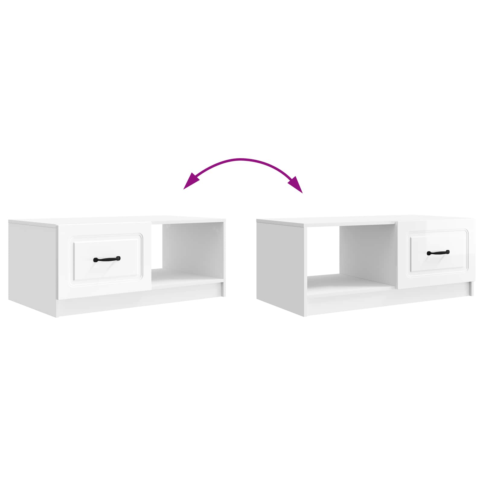 Table basse Blanc brillant 90 x 50 x 37 cm Bois d'ingénierie - XIOS