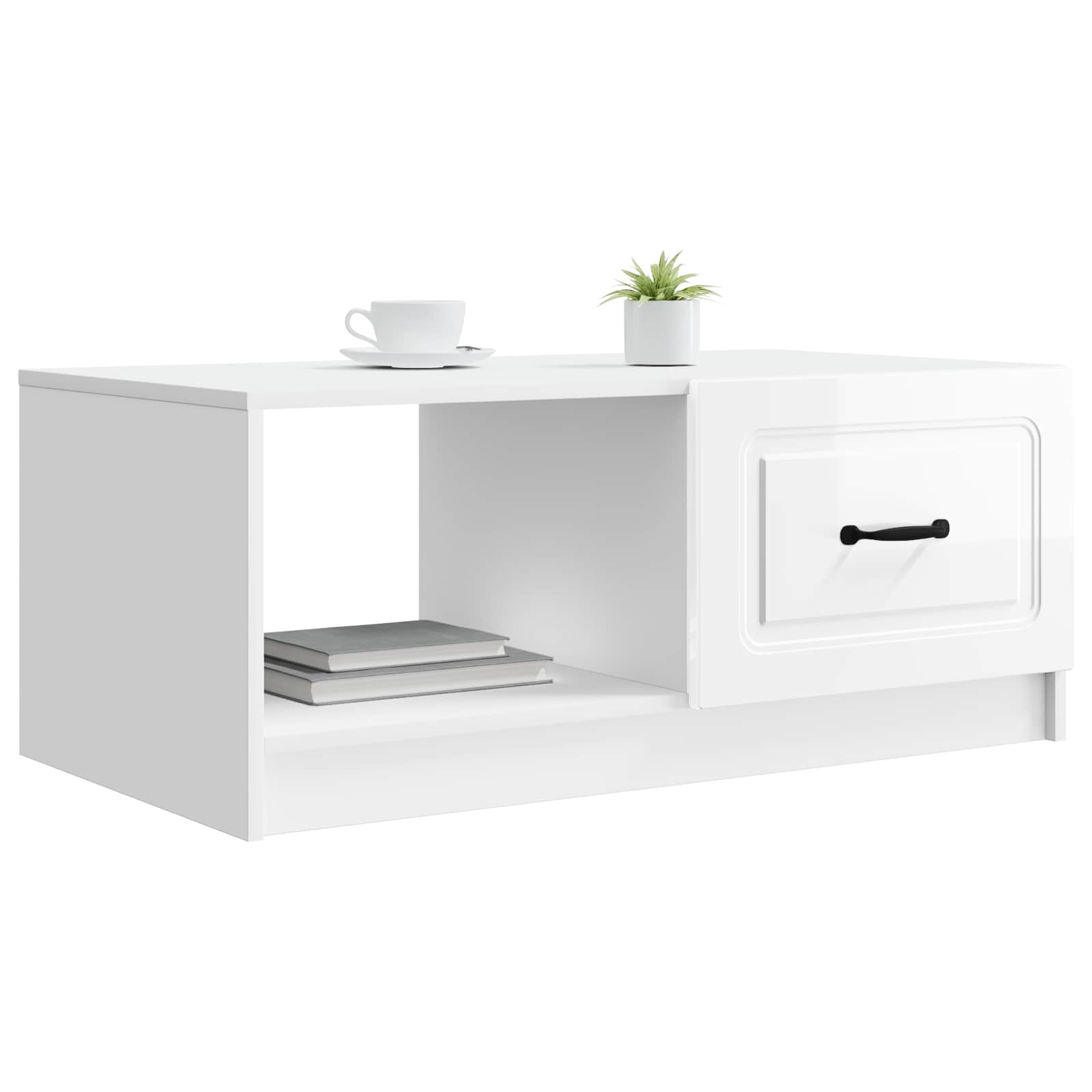 Table basse Blanc brillant 90 x 50 x 37 cm Bois d'ingénierie - XIOS