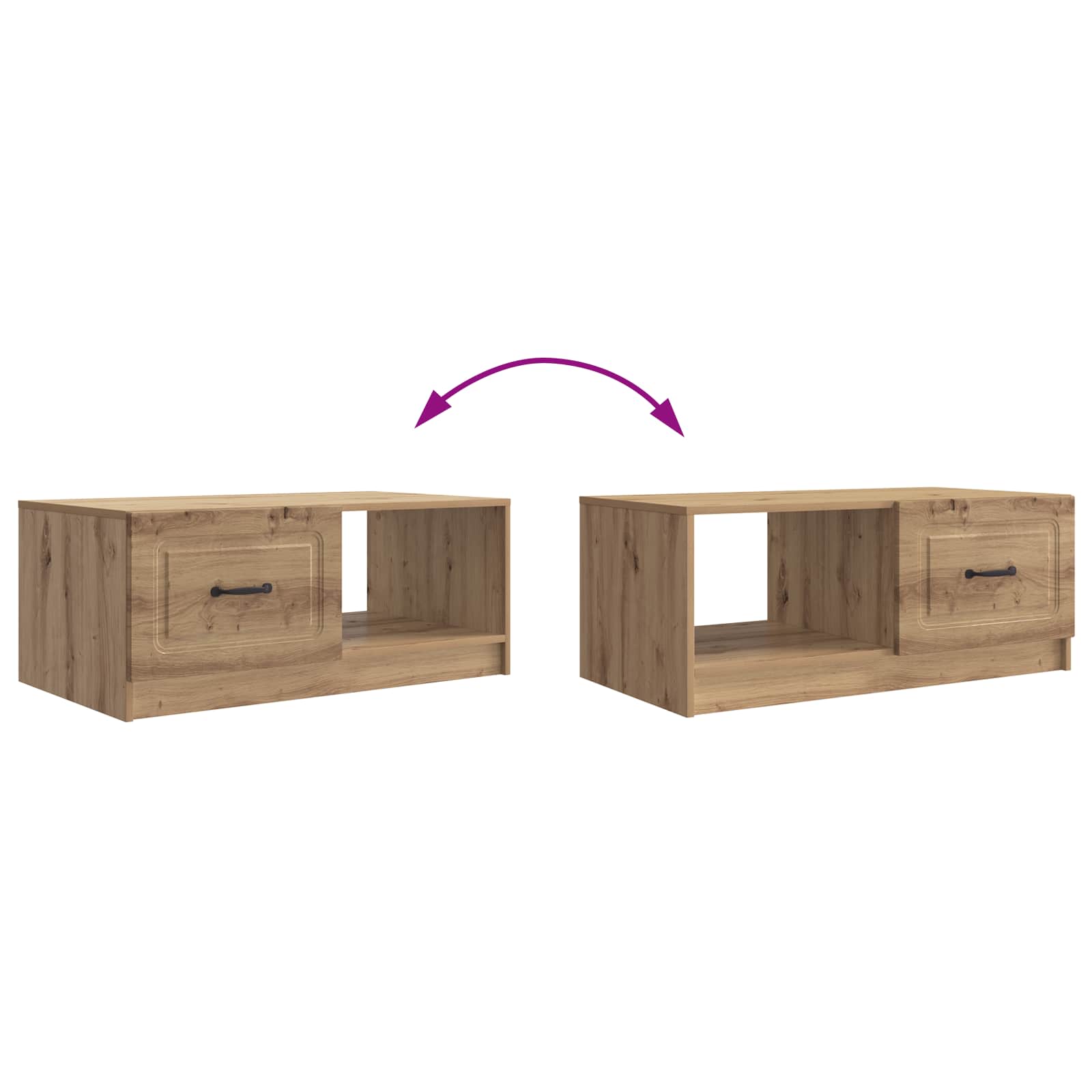 Table basse Chêne artisanal 90 x 50 x 37 cm Bois d'ingénierie - XIOS
