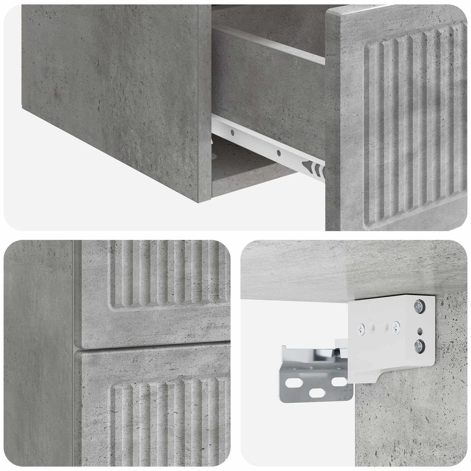 Cabinet de chevet mural 2 pcs Gris béton 33 x 34,5 x 40 cm - XIOS