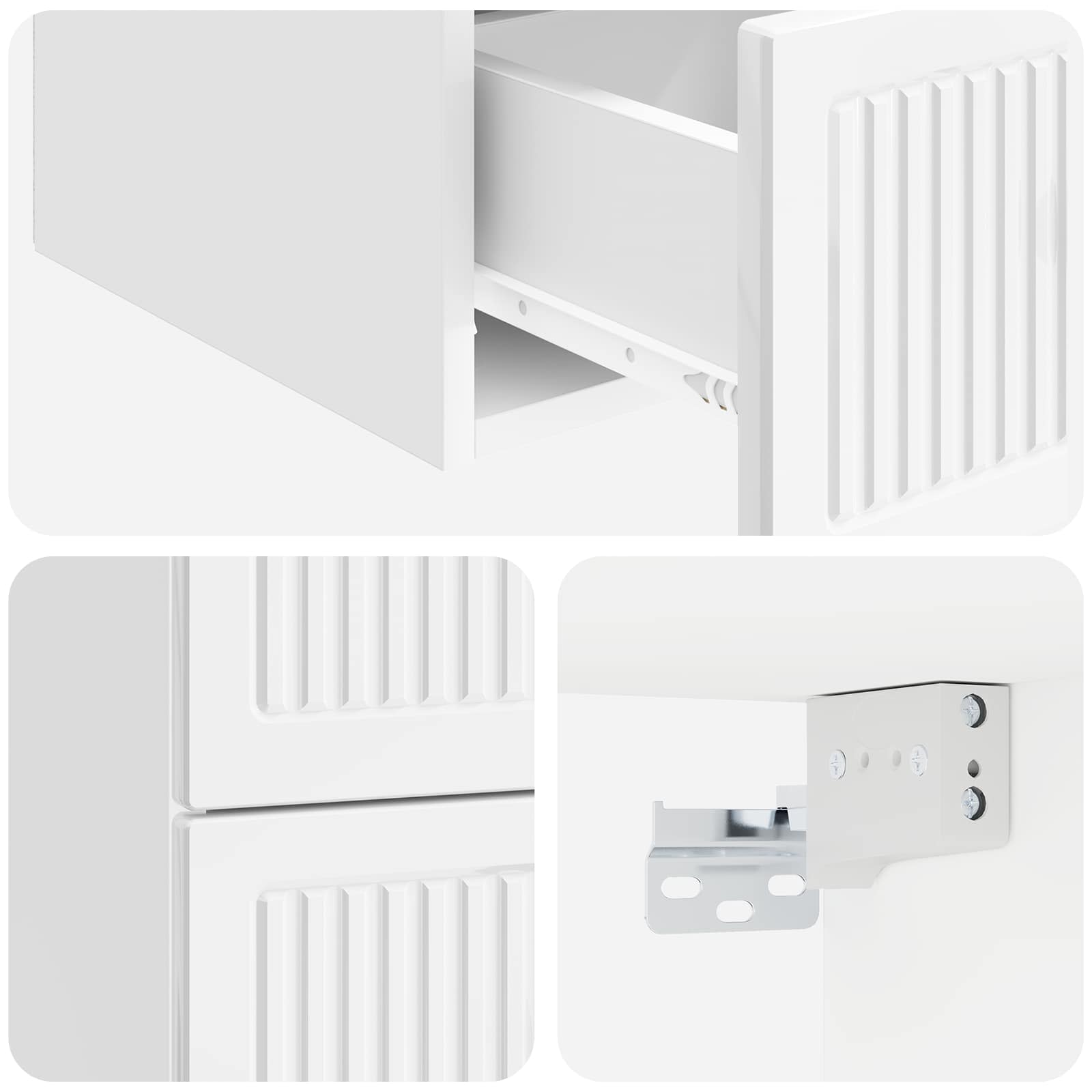 Cabinet de chevet mural 2 pcs Blanc brillant 33 x 34,5 x 40 cm - XIOS