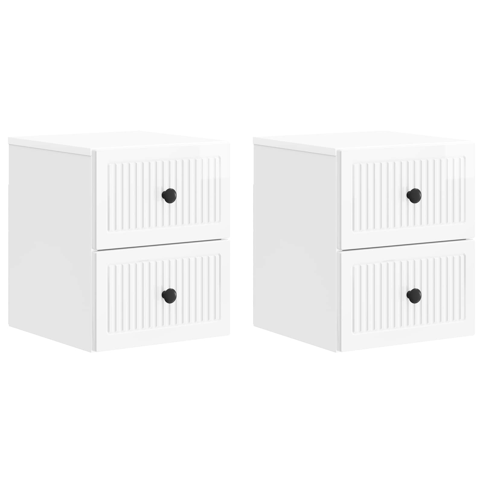 Cabinet de chevet mural 2 pcs Blanc brillant 33 x 34,5 x 40 cm - XIOS
