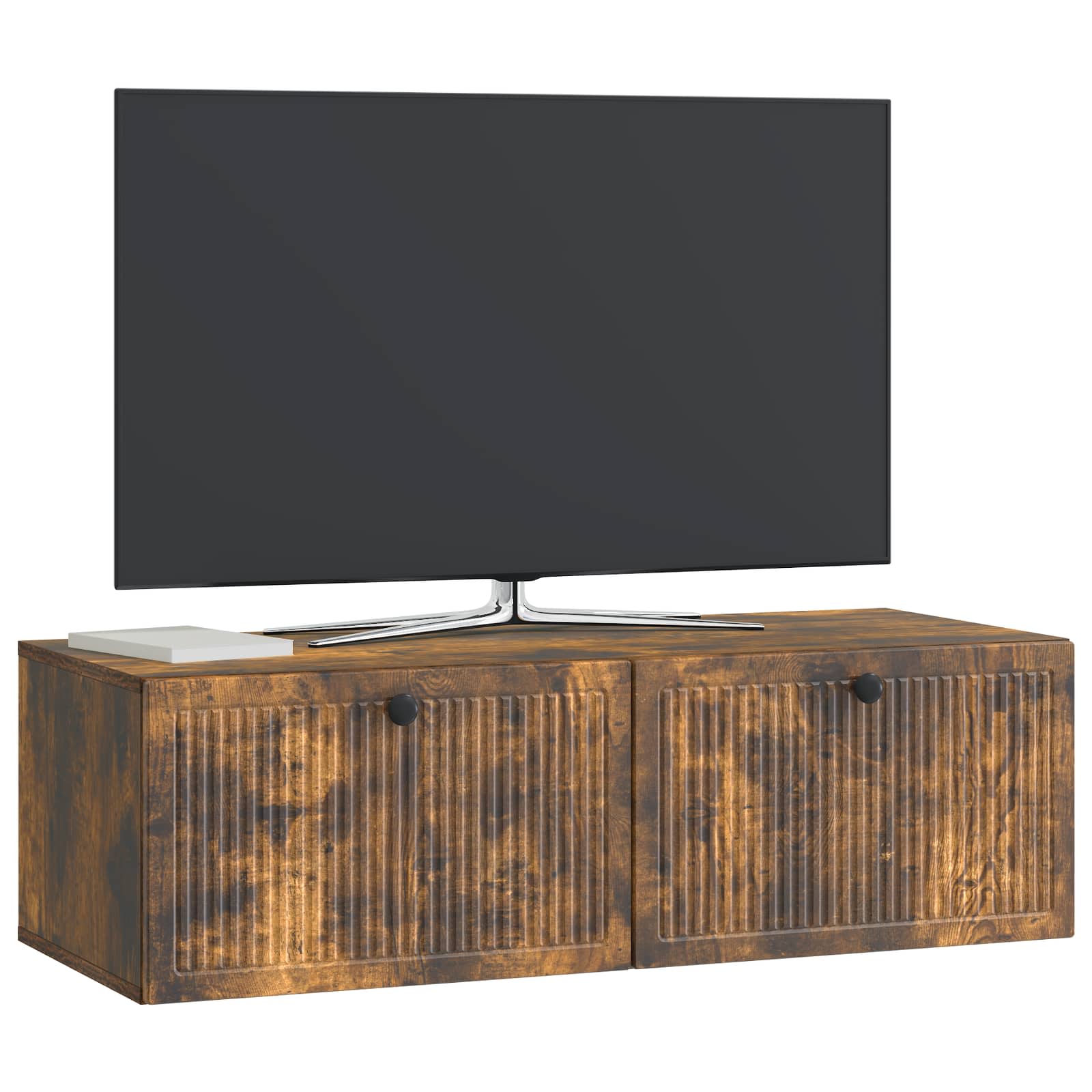 Meuble TV mural Chêne fumé 98 x 41 x 30 cm Bois d'ingénierie - XIOS
