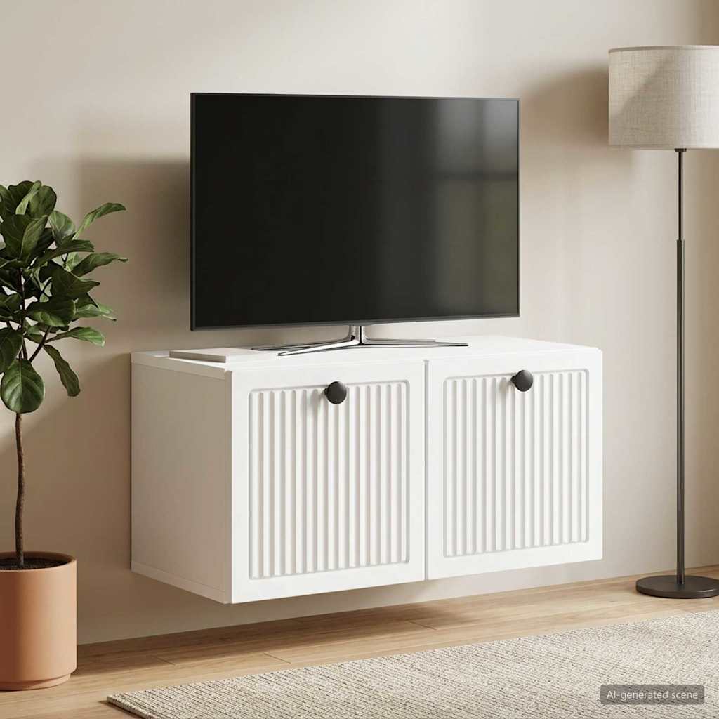 Meuble TV mural Blanc 59,5 x 31 x 30 cm Bois d'ingénierie - XIOS