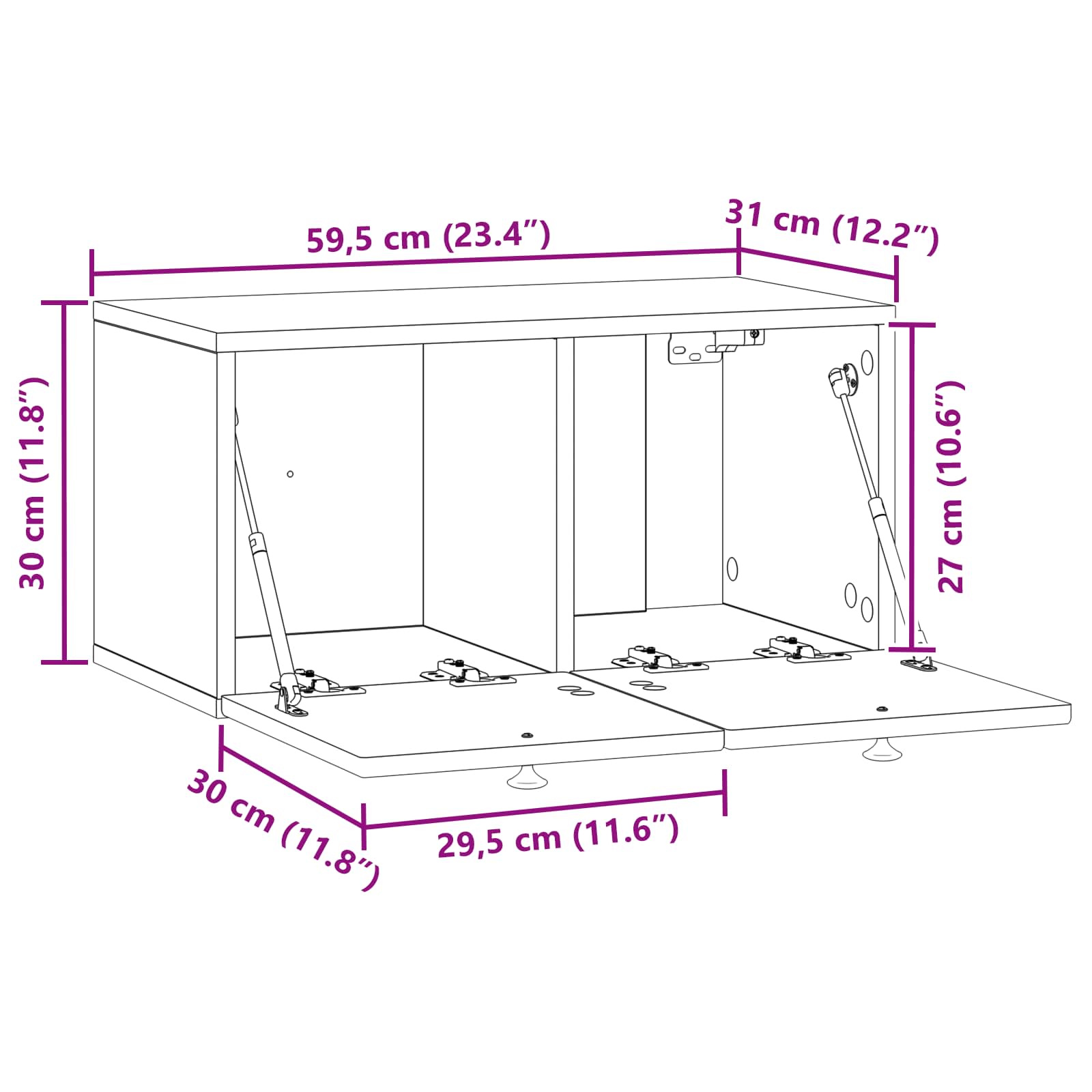Meuble TV mural Gris béton 59,5 x 31 x 30 cm Bois d'ingénierie - XIOS