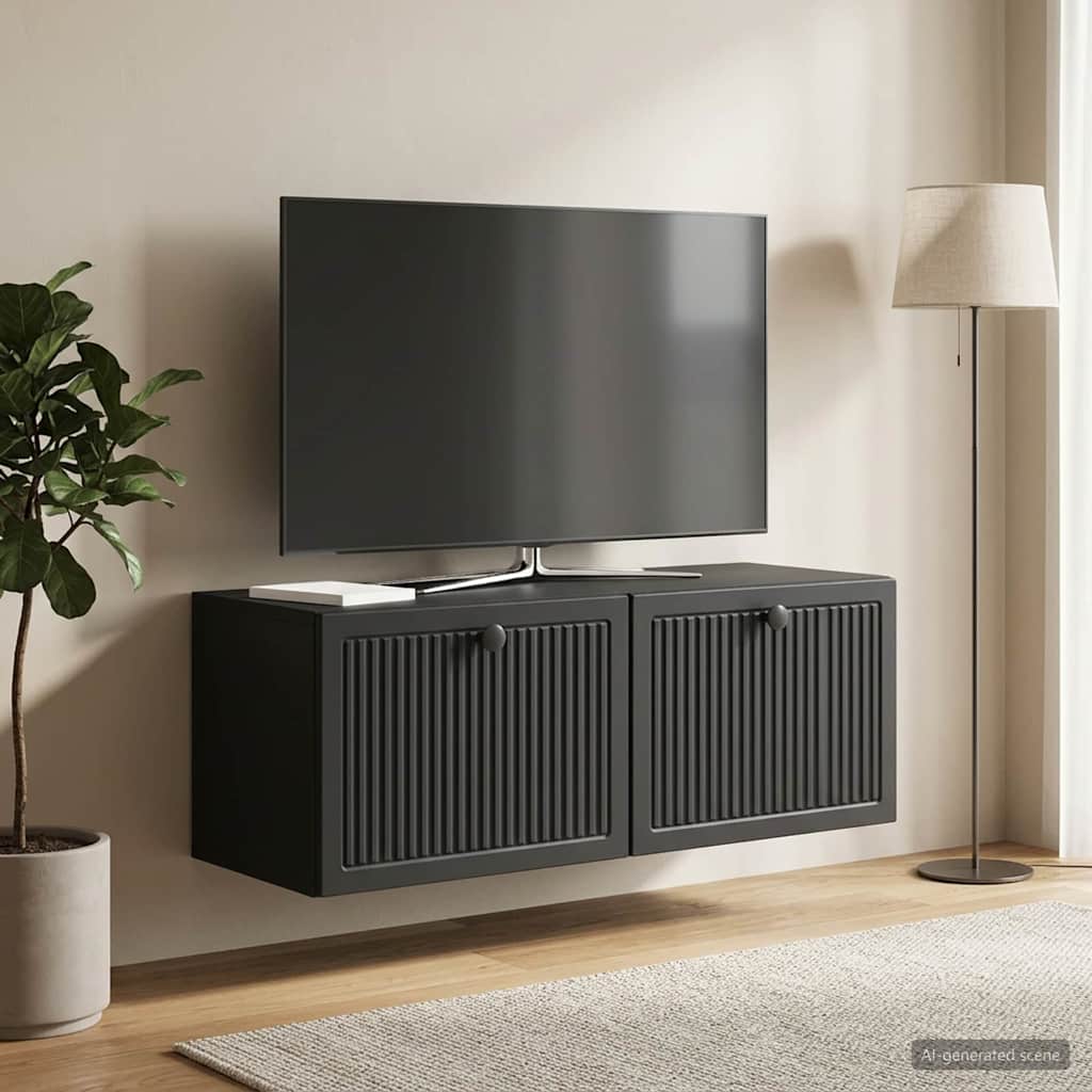Meuble TV mural Noir 78,5 x 31 x 30 cm Bois d'ingénierie - XIOS