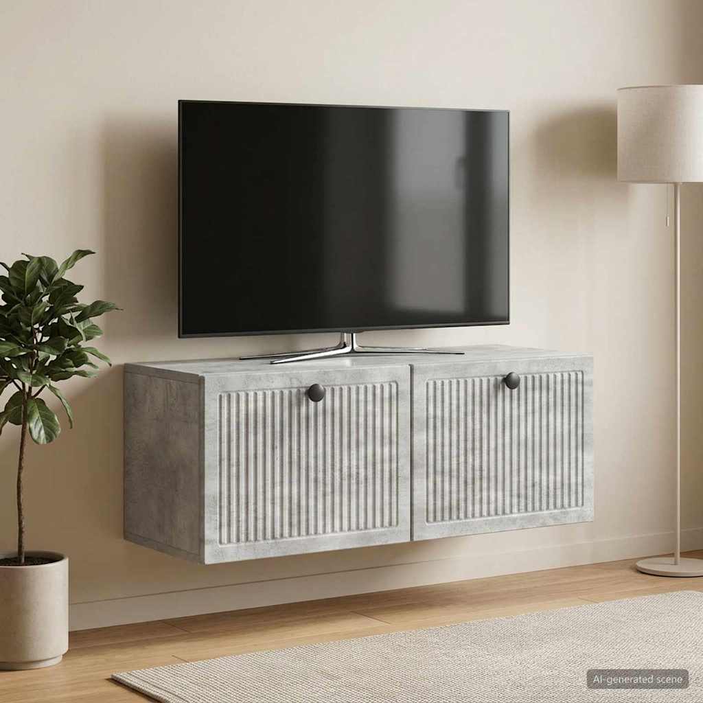 Meuble TV mural Gris béton 78,5 x 31 x 30 cm Bois d'ingénierie - XIOS