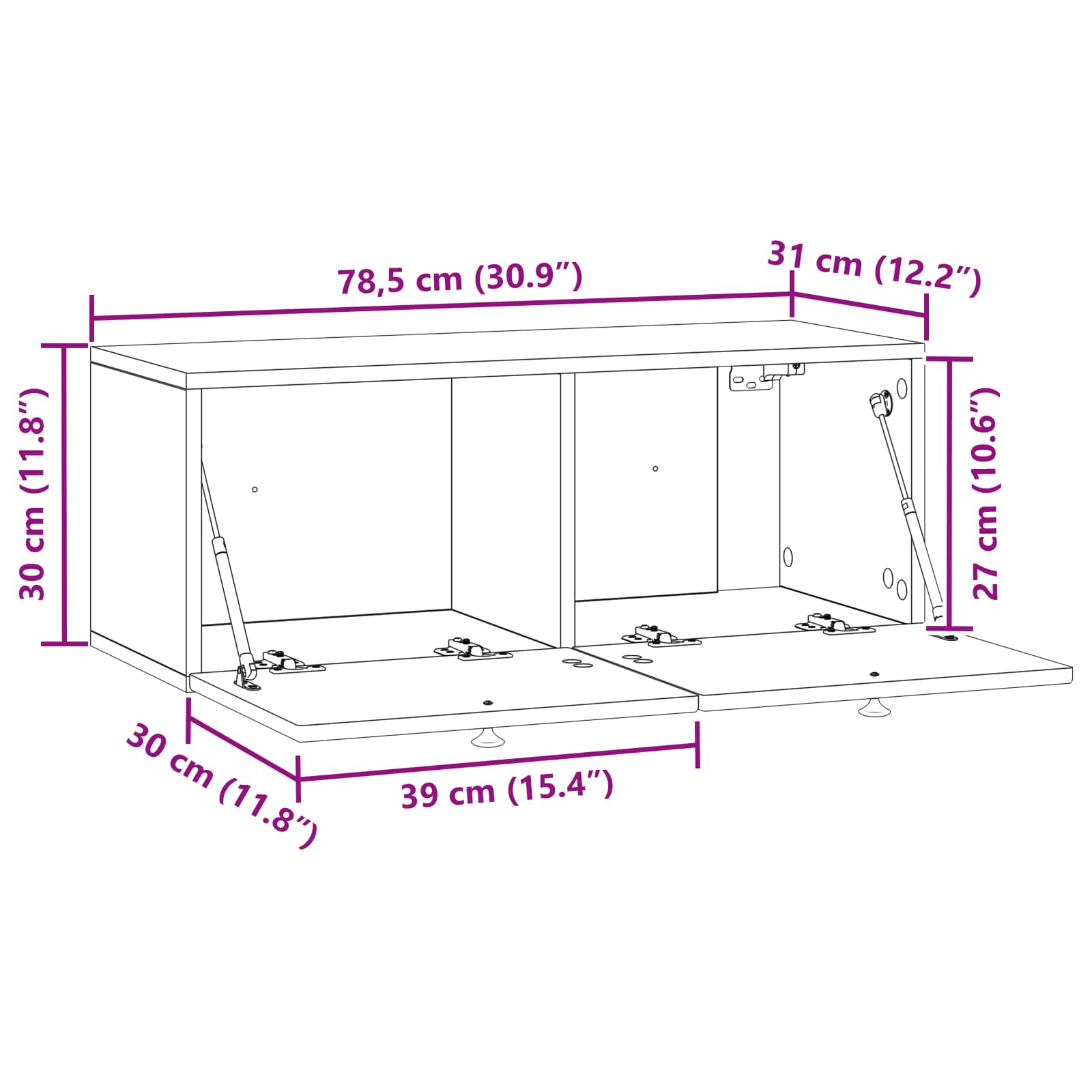 Meuble TV mural Montage mural Blanc brillant 78,5 x 31 x 30 cm - XIOS