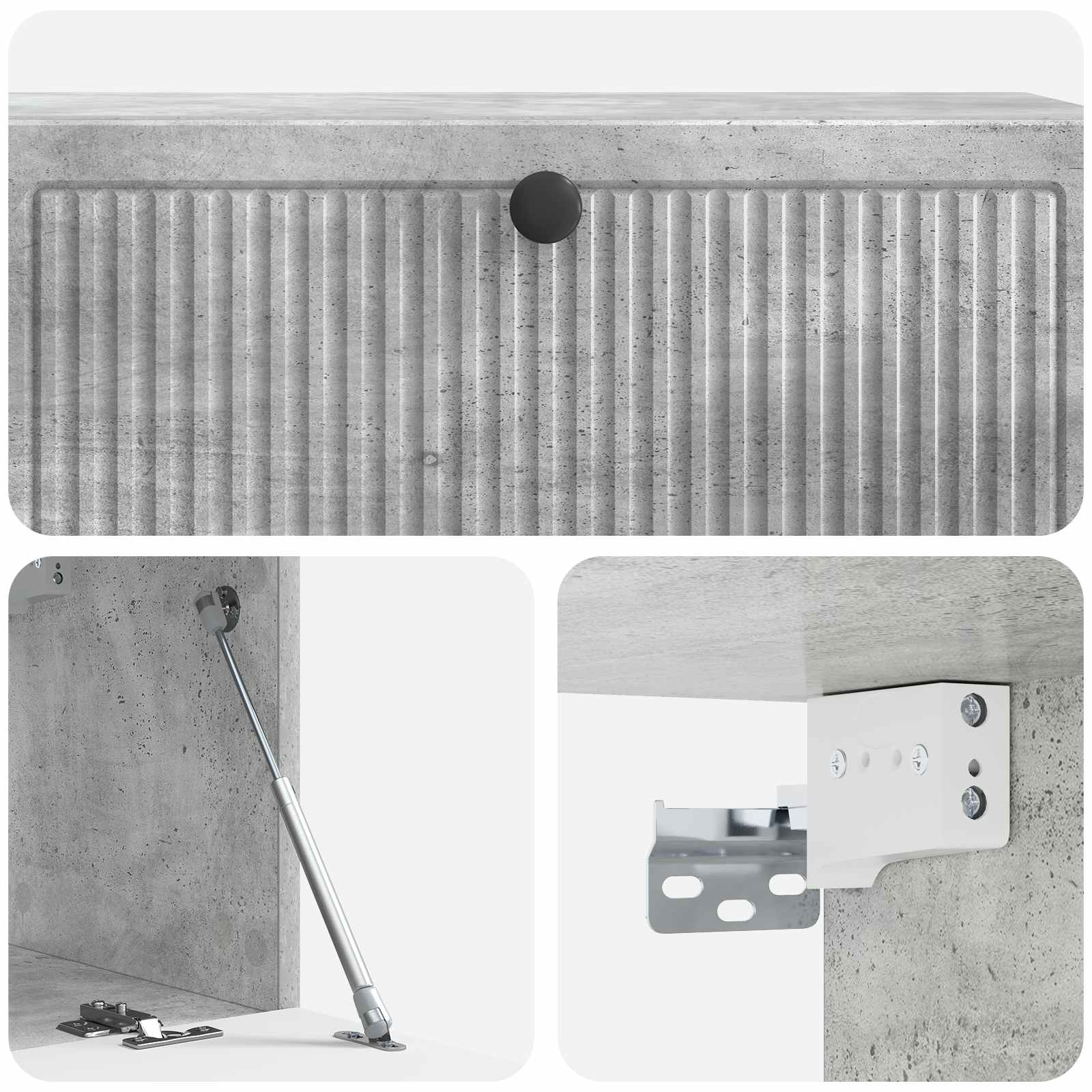 Meuble TV mural Gris béton 98 x 31 x 30 cm Bois d'ingénierie - XIOS