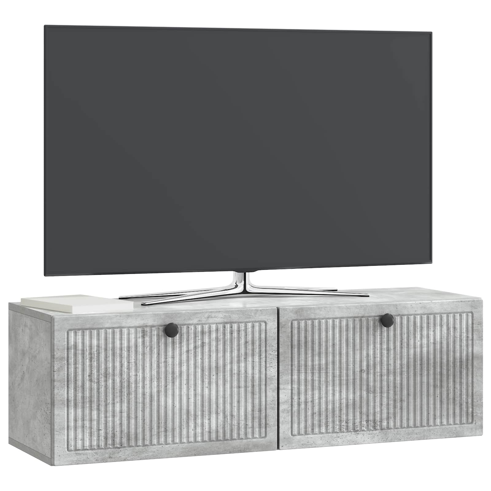 Meuble TV mural Gris béton 98 x 31 x 30 cm Bois d'ingénierie - XIOS
