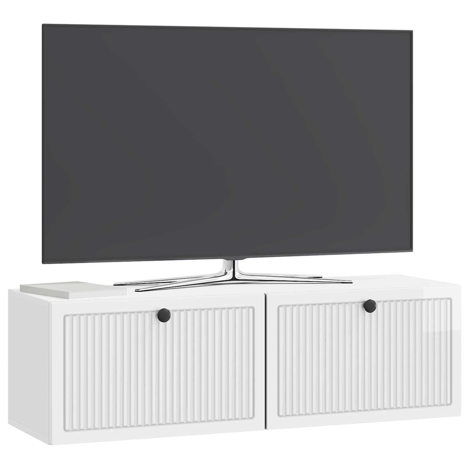 Meuble TV mural Montage mural Blanc brillant 98 x 31 x 30 cm - XIOS