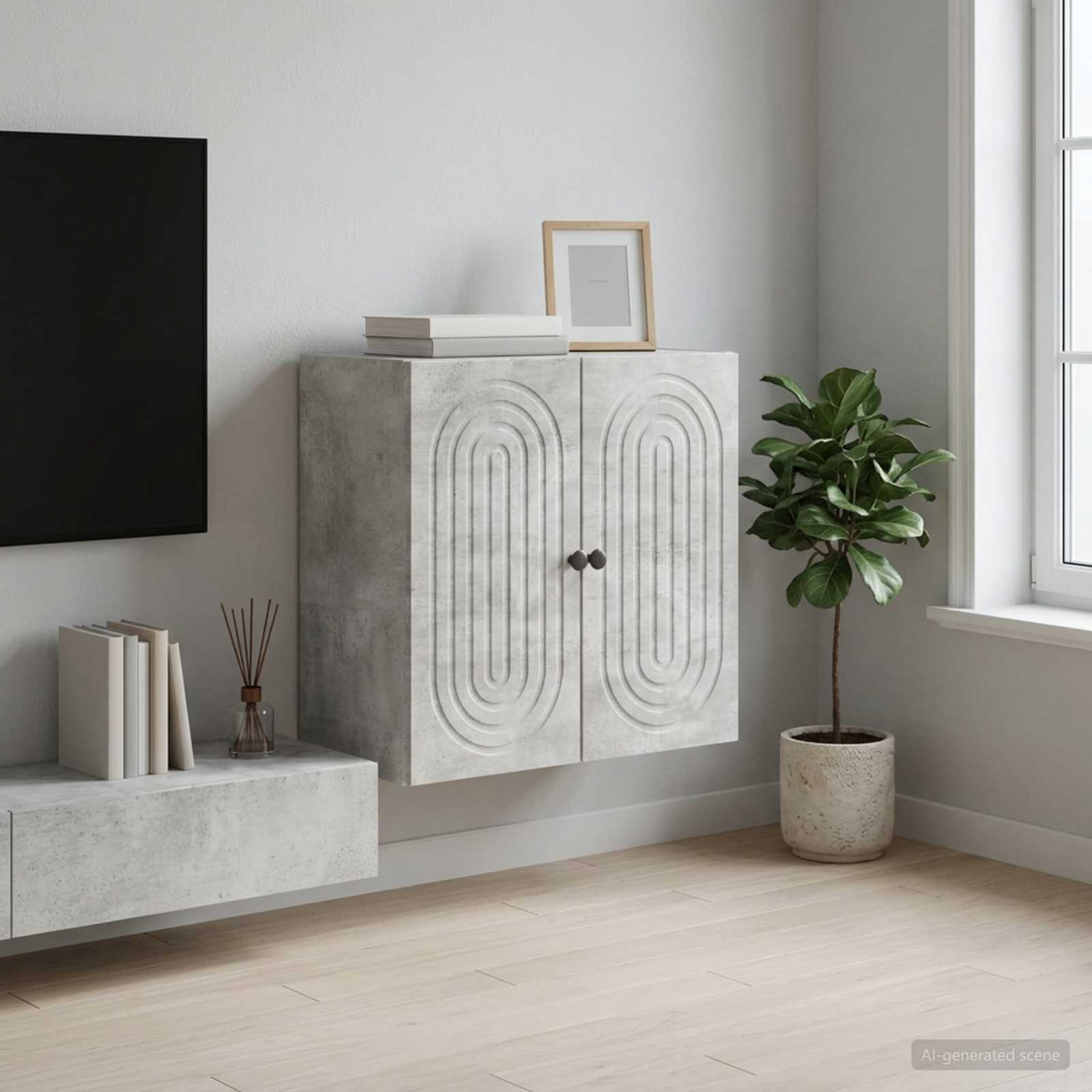 Armoire Murale Gris béton 59 x 31 x 60 cm Bois d'ingénierie - XIOS