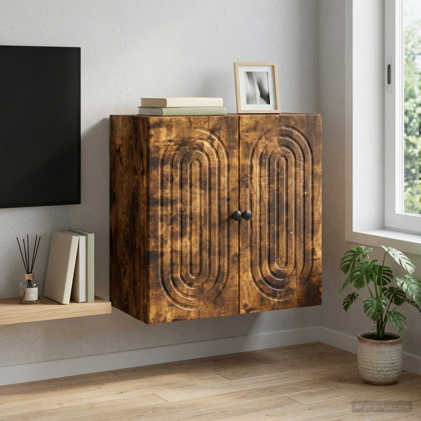 Armoire Murale Chêne fumé 59 x 31 x 60 cm Bois d'ingénierie - XIOS