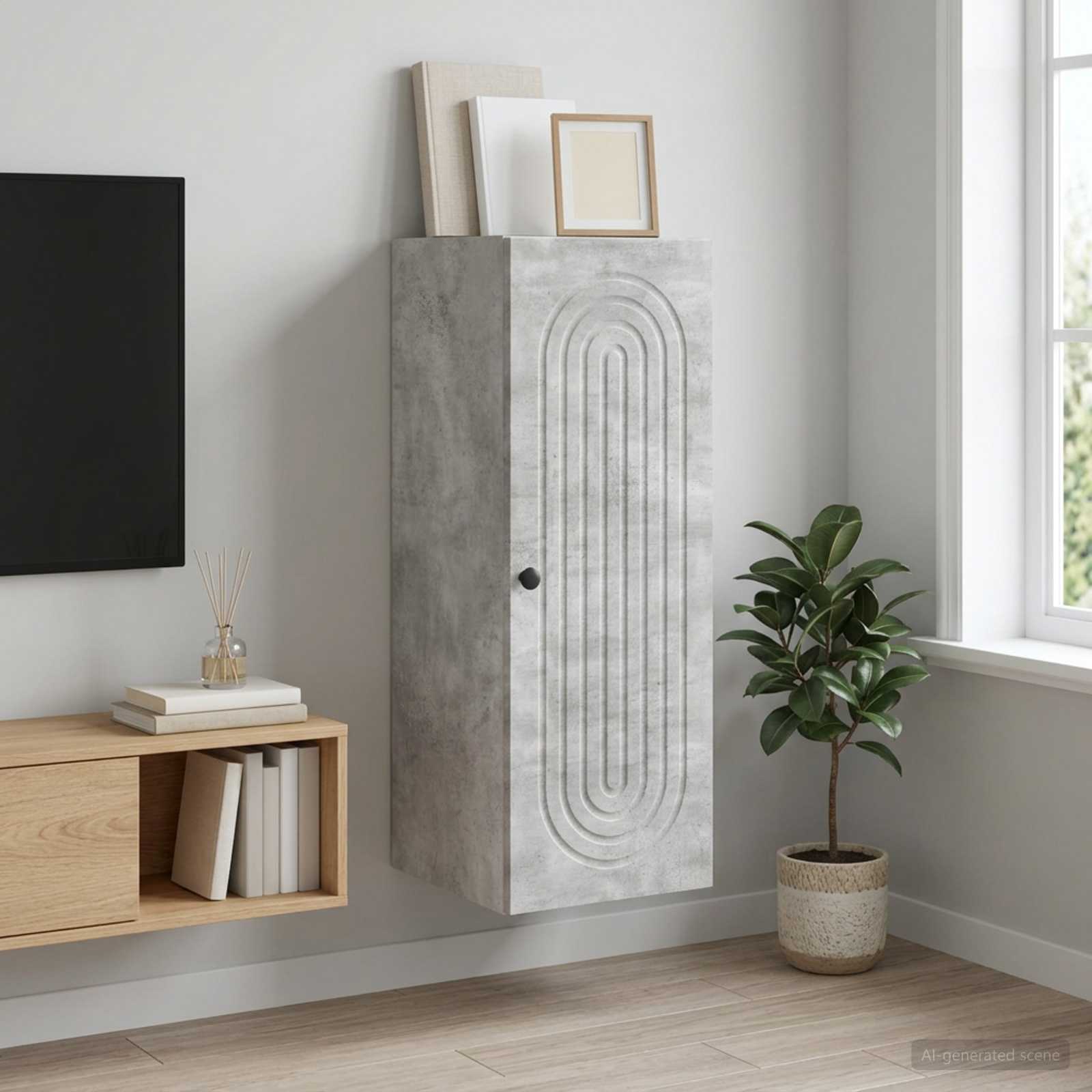 Armoire Murale Gris béton 33 x 34,5 x 90 cm Bois d'ingénierie - XIOS