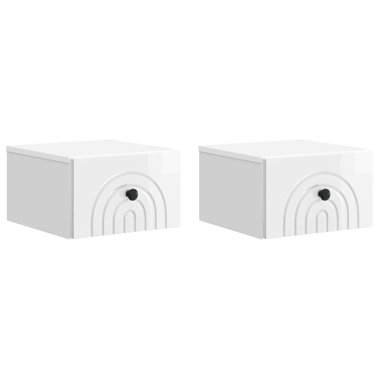 Cabinet de chevet mural 2 pcs Blanc brillant 33 x 34,5 x 20 cm - XIOS