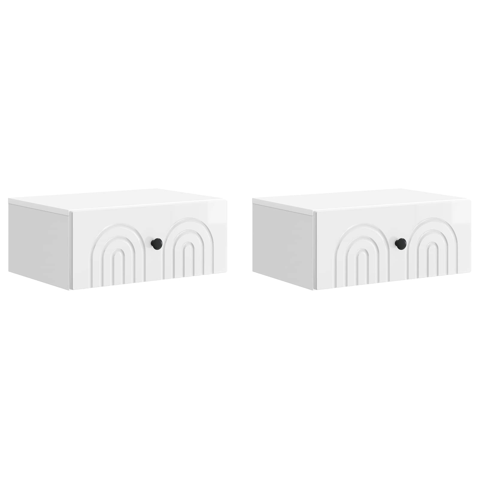 Cabinet de chevet mural 2 pcs Blanc brillant 49 x 34,5 x 20 cm - XIOS