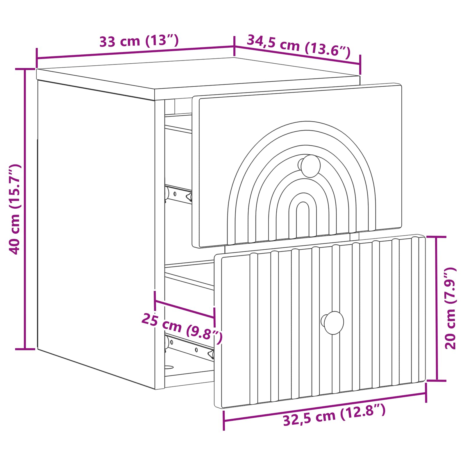 Cabinet de chevet mural 2 pcs Chêne fumé 33 x 34,5 x 40 cm - XIOS
